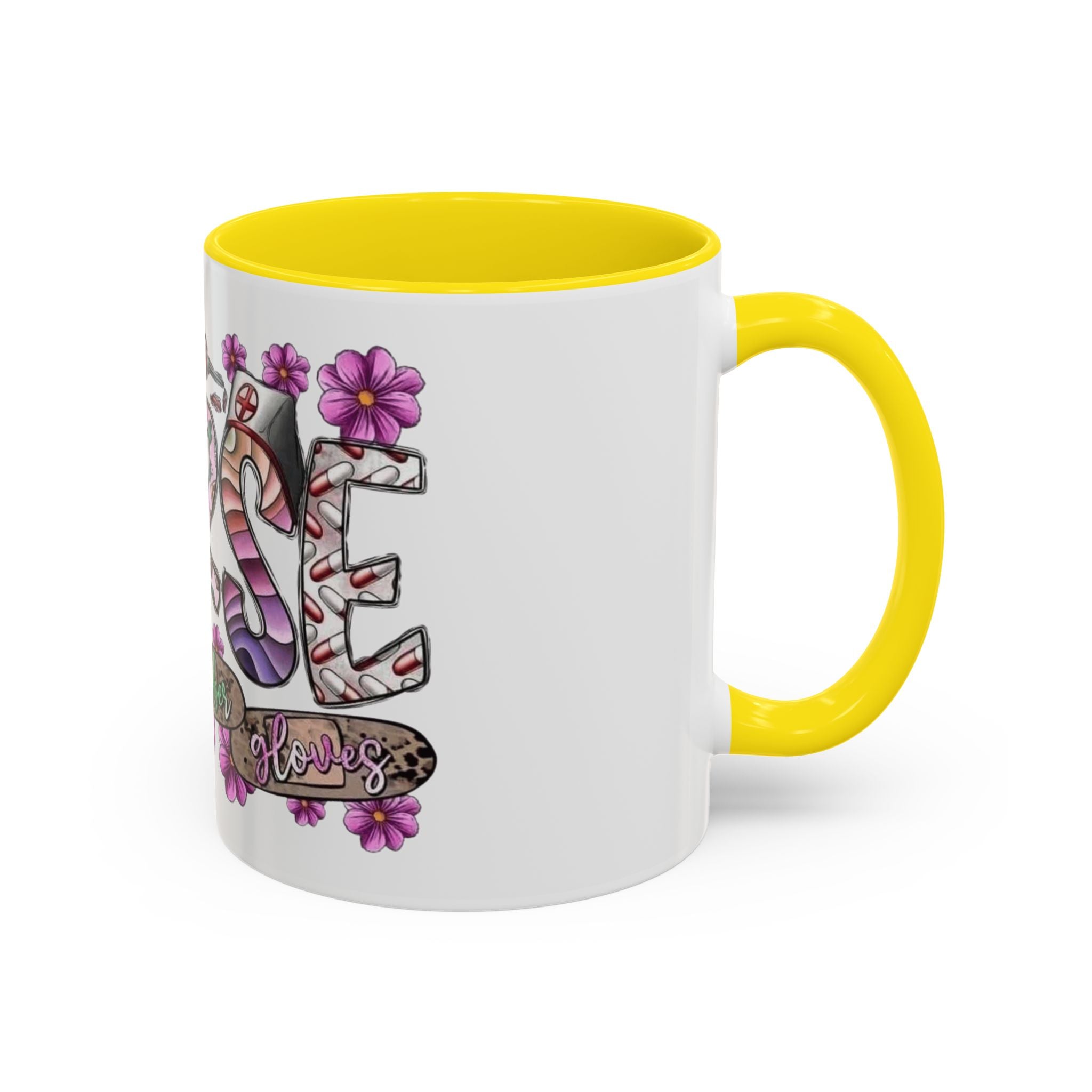 Nurse Love Coffee Mug  Cute Floral Medical Stethoscope & Syringe Design (11/15oz) Medical Christmas Mug