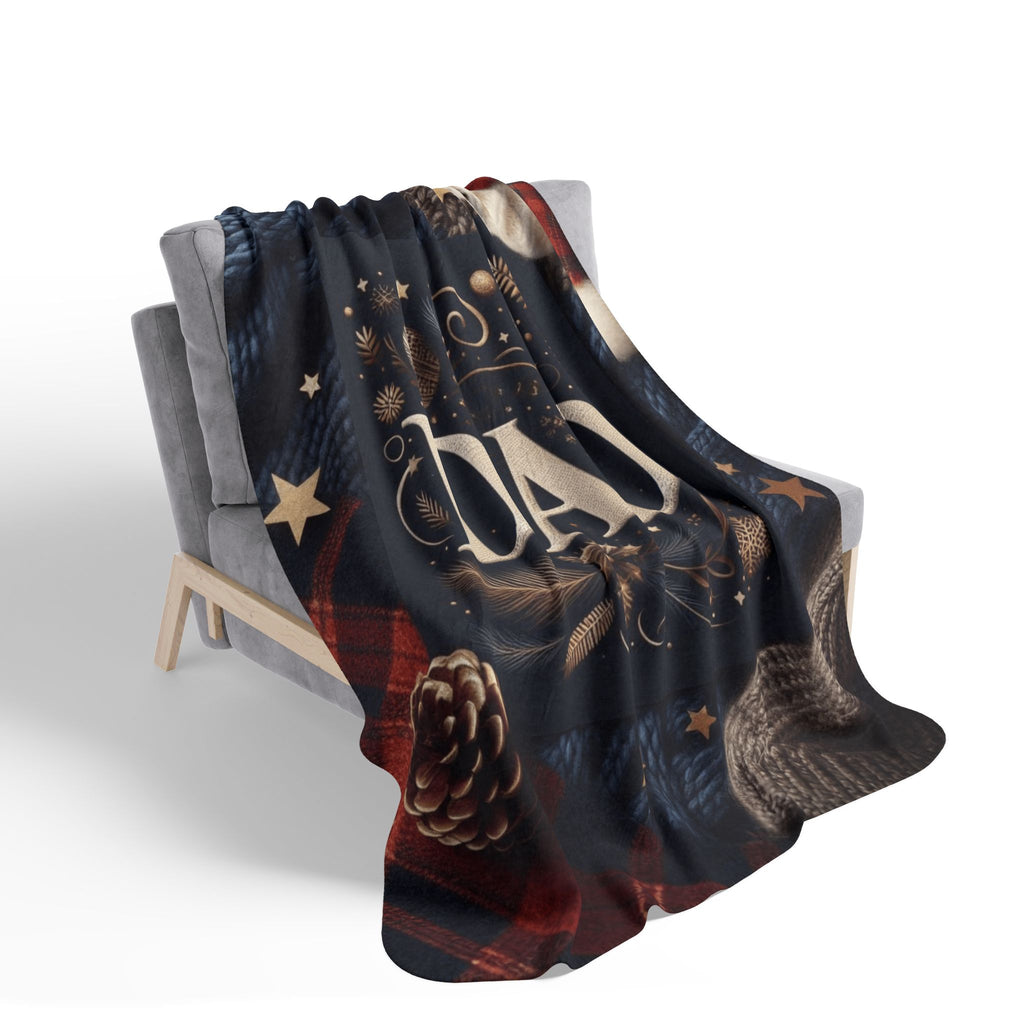 Dad Holiday Sherpa Blanket – Warm Cozy Fleece Throw for Christmas & Father’s Day Holiday Christmas Blanket,