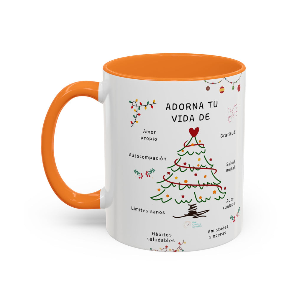 Mug — 'Adorna Tu Vida' Christmas Tree Spanish Holiday Coffee Mug (11oz/15oz)
