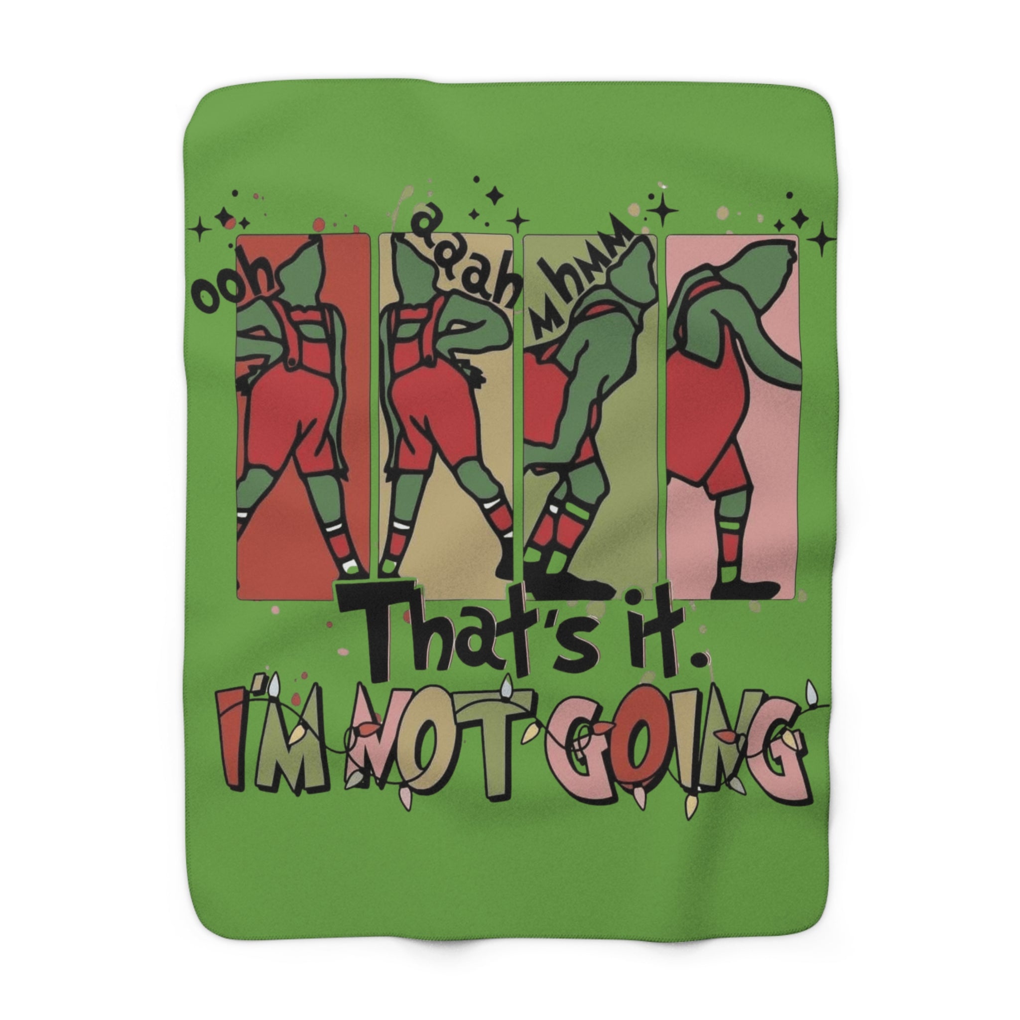Funny "That's It, I'm Not Going" Sherpa Blanket Cozy Reversible Fleece Throw for Home, Gifts & Lazy Days