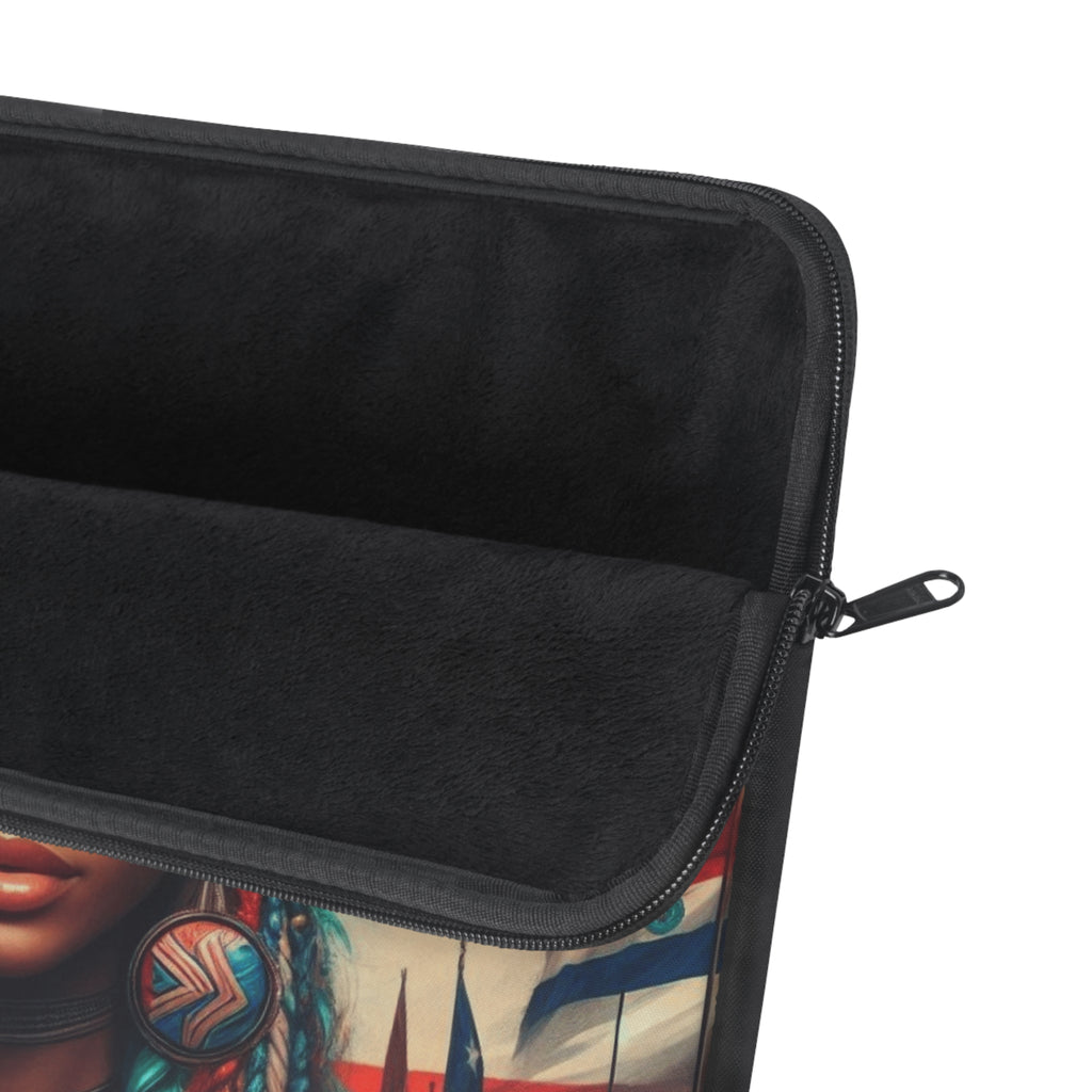 Puerto Rican Pride Laptop Sleeve — Floral Headdress & Flag Artwork