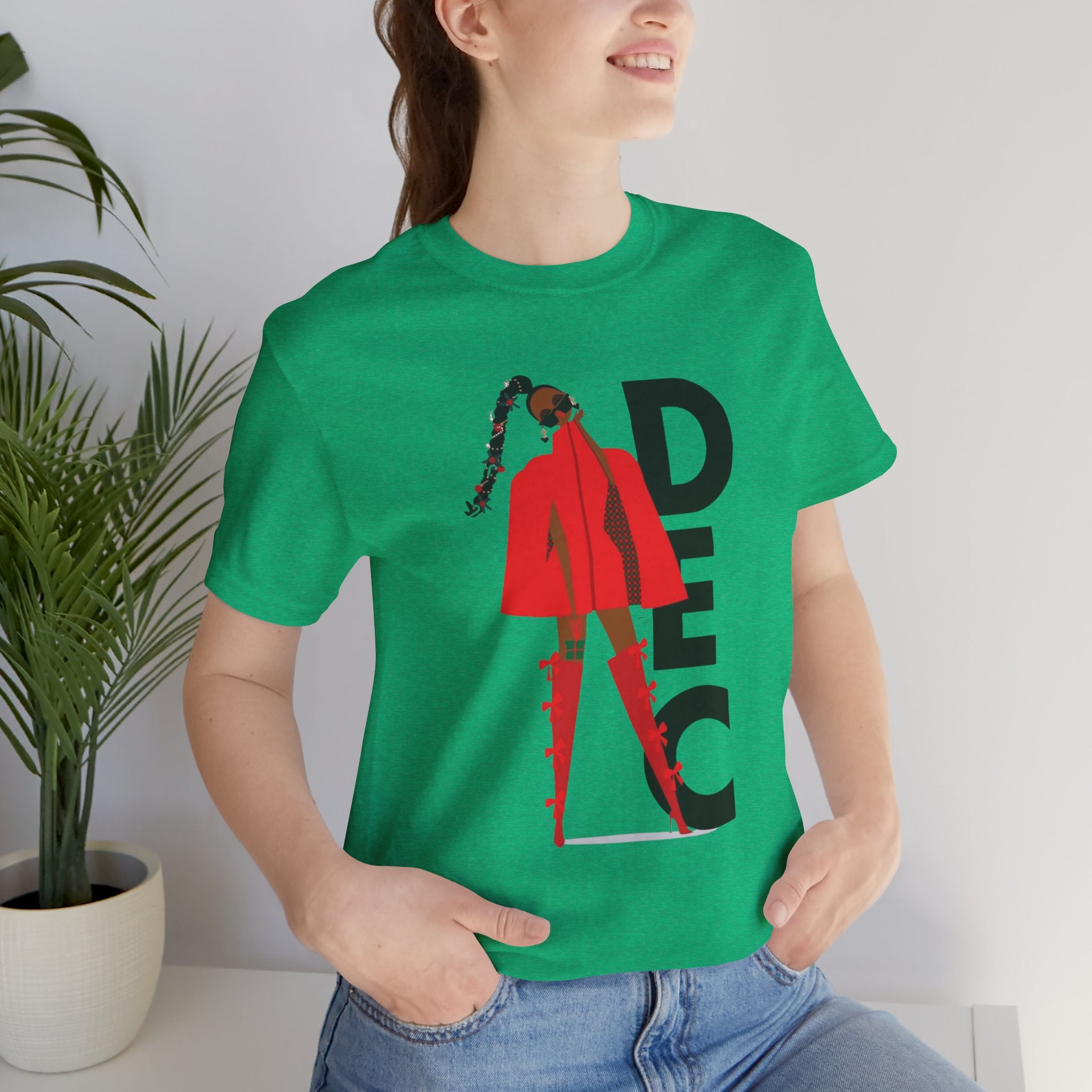 December Fashion Tee  Red Coat Model Graphic Shirt