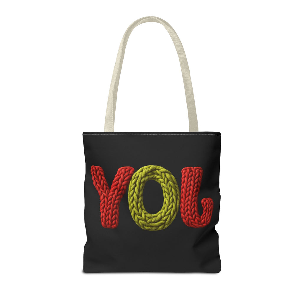 Christmas Tote Bag  Festive Holiday DesigJoy Knit Tote Bag  Colorful 'JOY' Yarn Design, Cozy Holiday Gift Tote