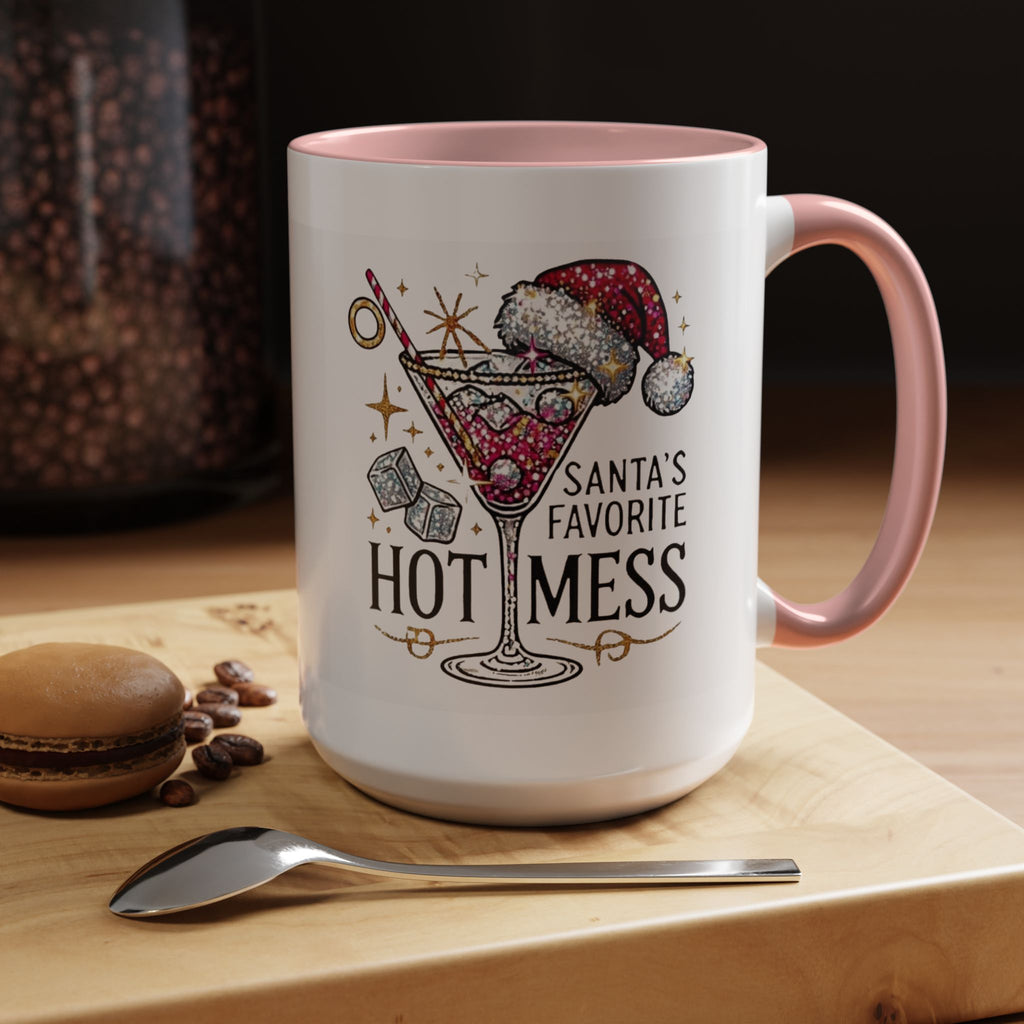 Accent Coffee Mug - "Santa's Favorite Hot Mess" Holiday Cocktail Mug (11/15 oz)