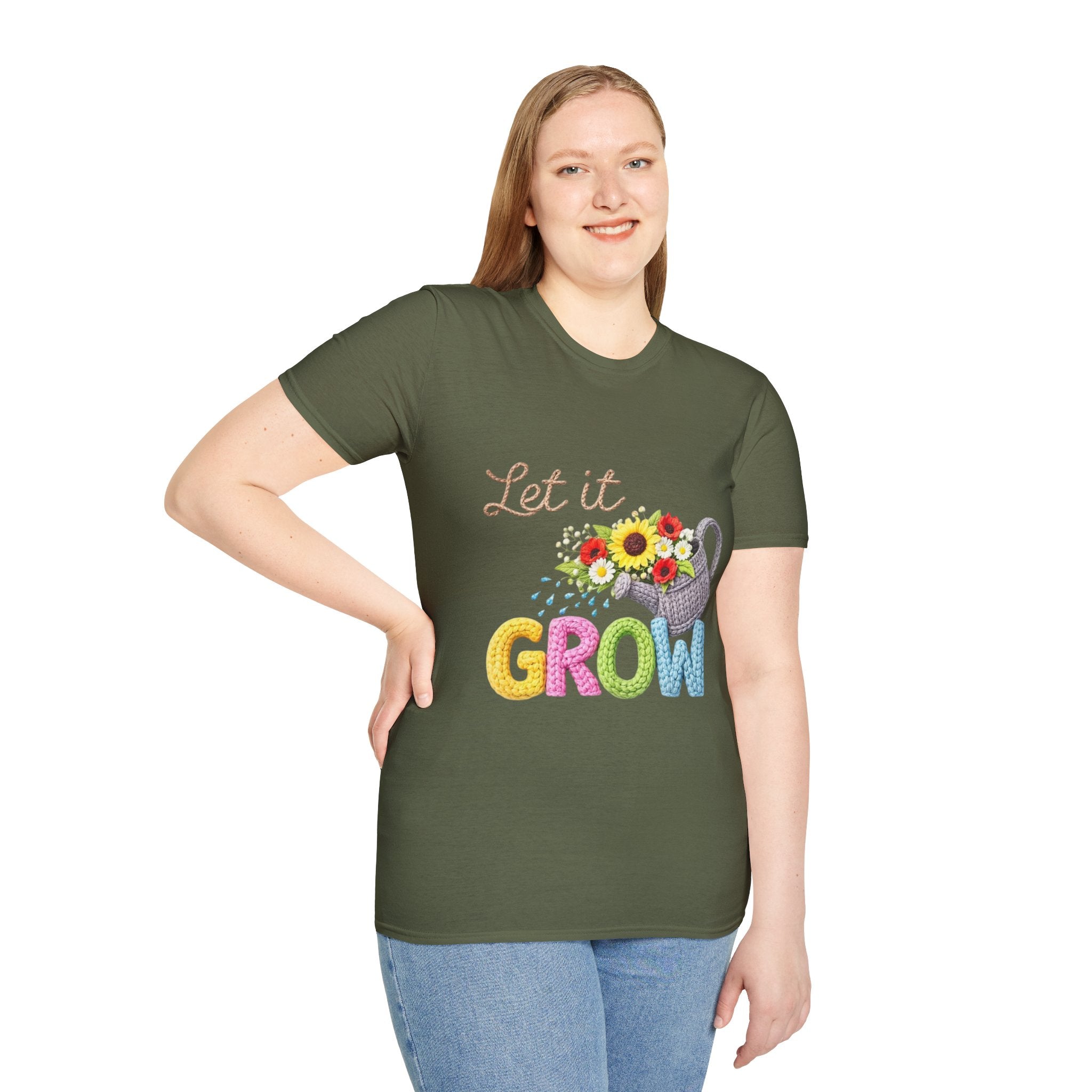 Let It Grow T-Shirt — Floral Watering Can Garden Tee