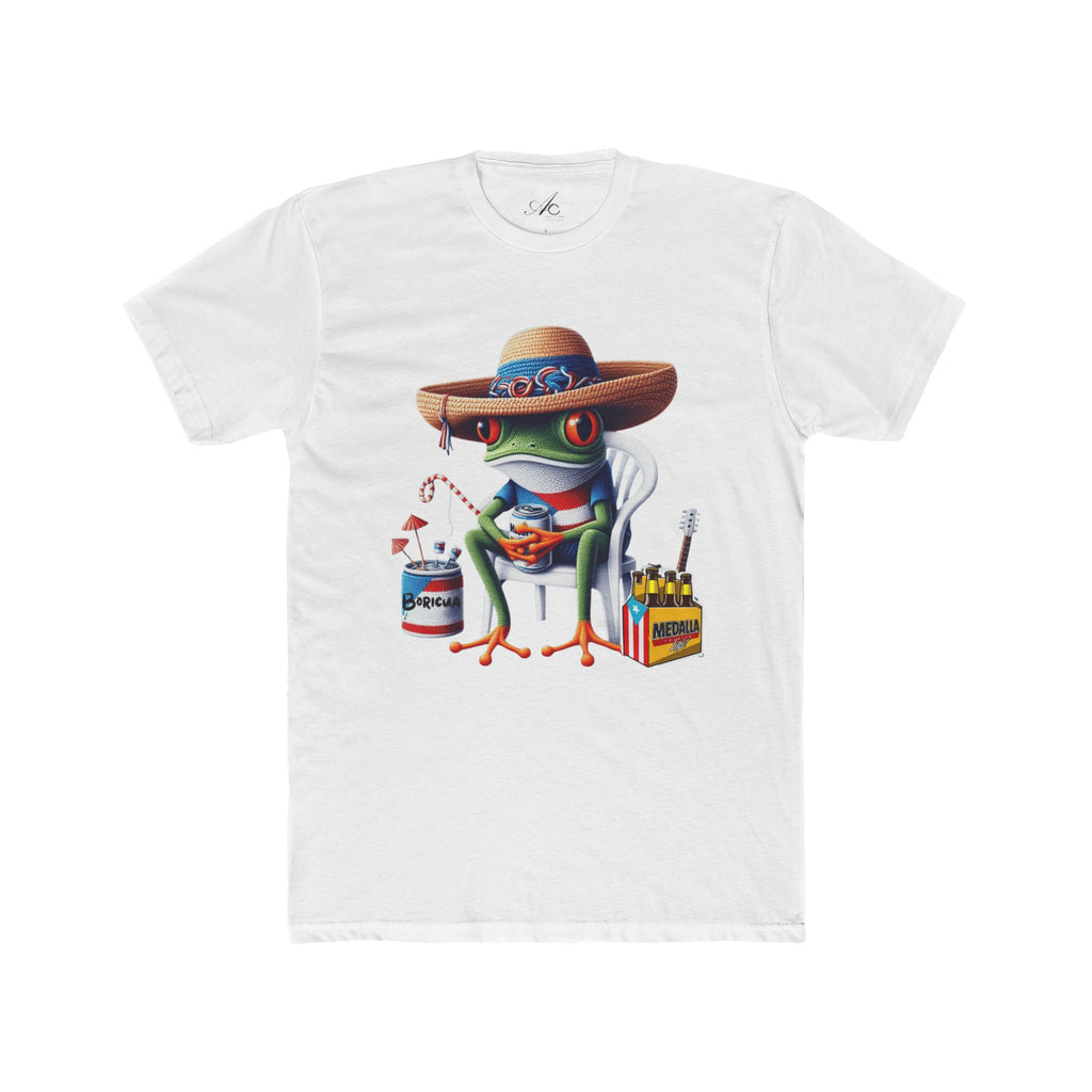 Puerto Rico’s Navidades Coqui Frog Fishing Tee  Cute Cartoon Frog Angler Graphic T‑Shirt