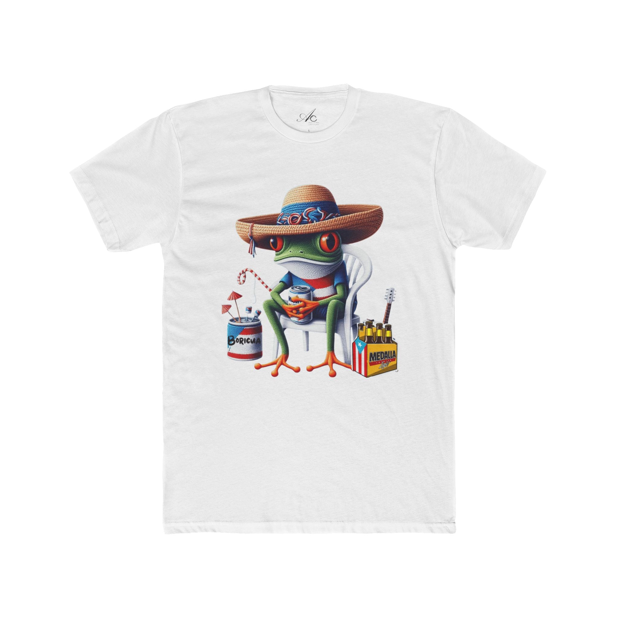 Puerto Rico’s Navidades Coqui Frog Fishing Tee  Cute Cartoon Frog Angler Graphic T‑Shirt