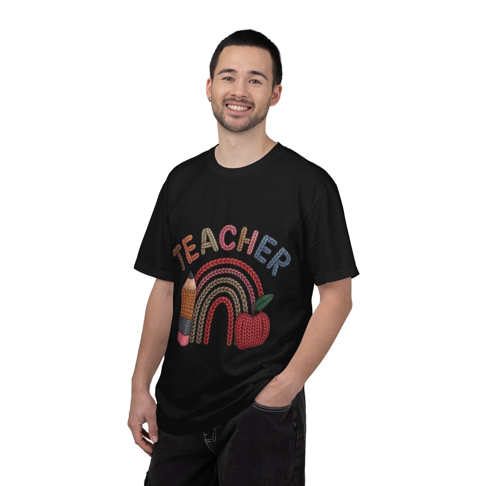 Teacher Rainbow Pencil & Apple T-Shirt — Back-to-School Gift for Educators