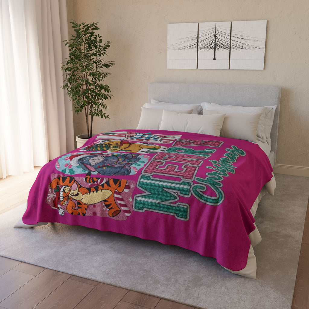 Winnie the Pooh Merry Christmas Fleece Sherpa Blanket