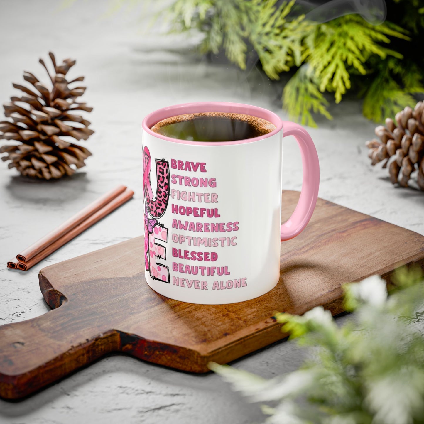 Cancer Hope Collection Empowering Inspirational Mug for Breast Cancer Awareness