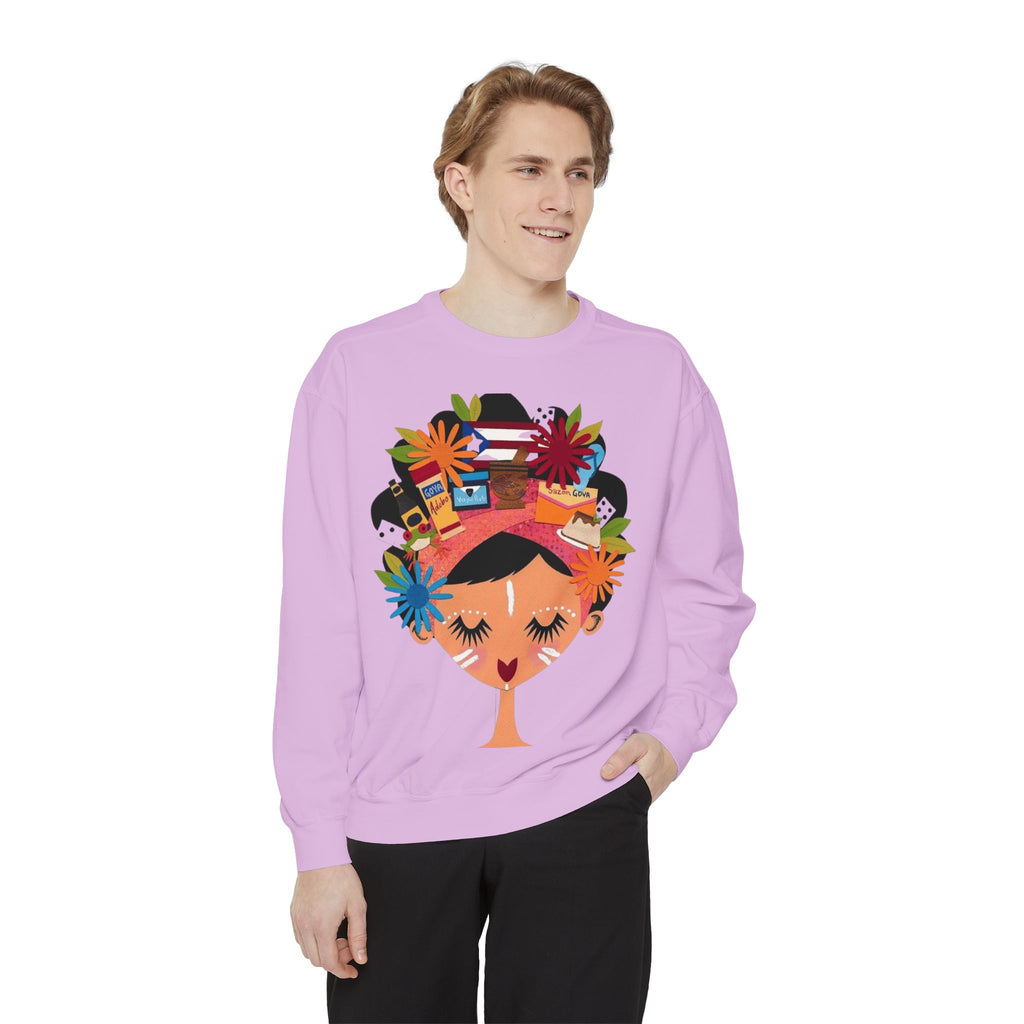 Floral Fiesta Sweatshirt — Colorful Tropical Woman Graphic Puerto Rico Navidades