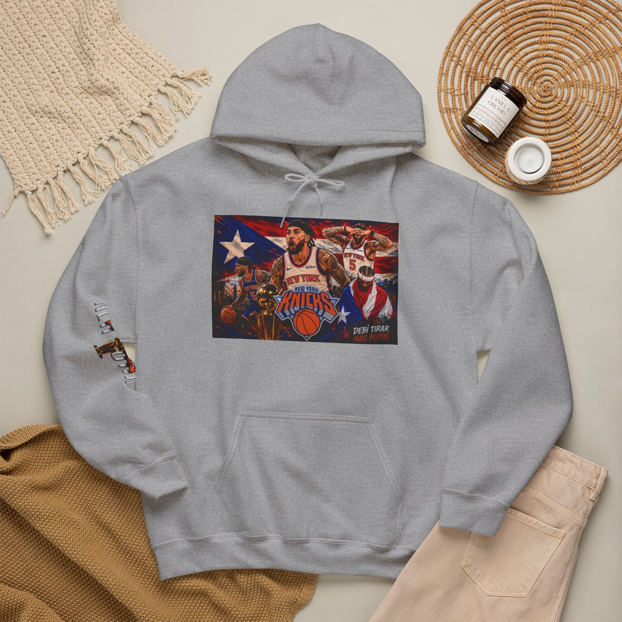 NY-K Retro Player Collage Hoodie — Basketball Fan Sweatshirt