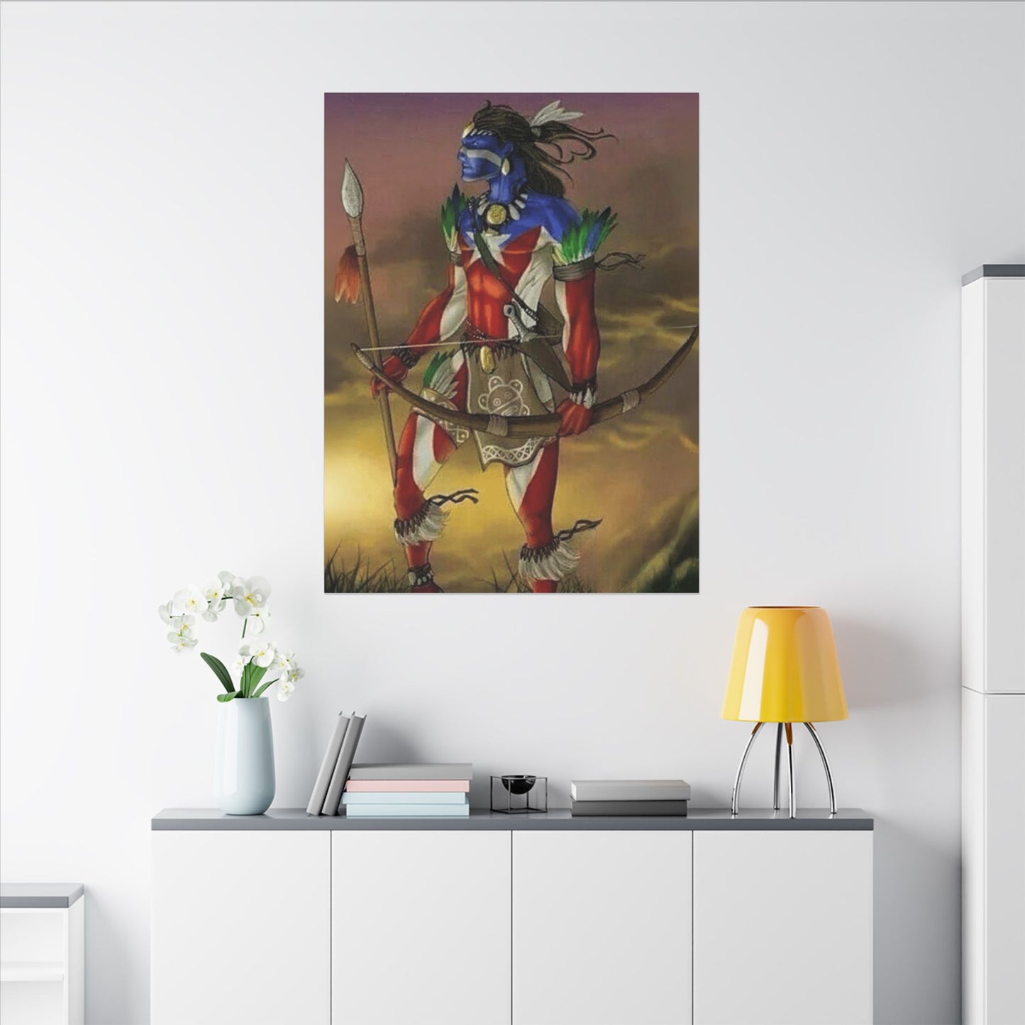 Borikén Rooted in Culture, Radiating Power Tribal Puerto Rico Warrior Canvas Art, Taino Wall Decor, Boho, Unique Gift for Collectors, Cultural Prints