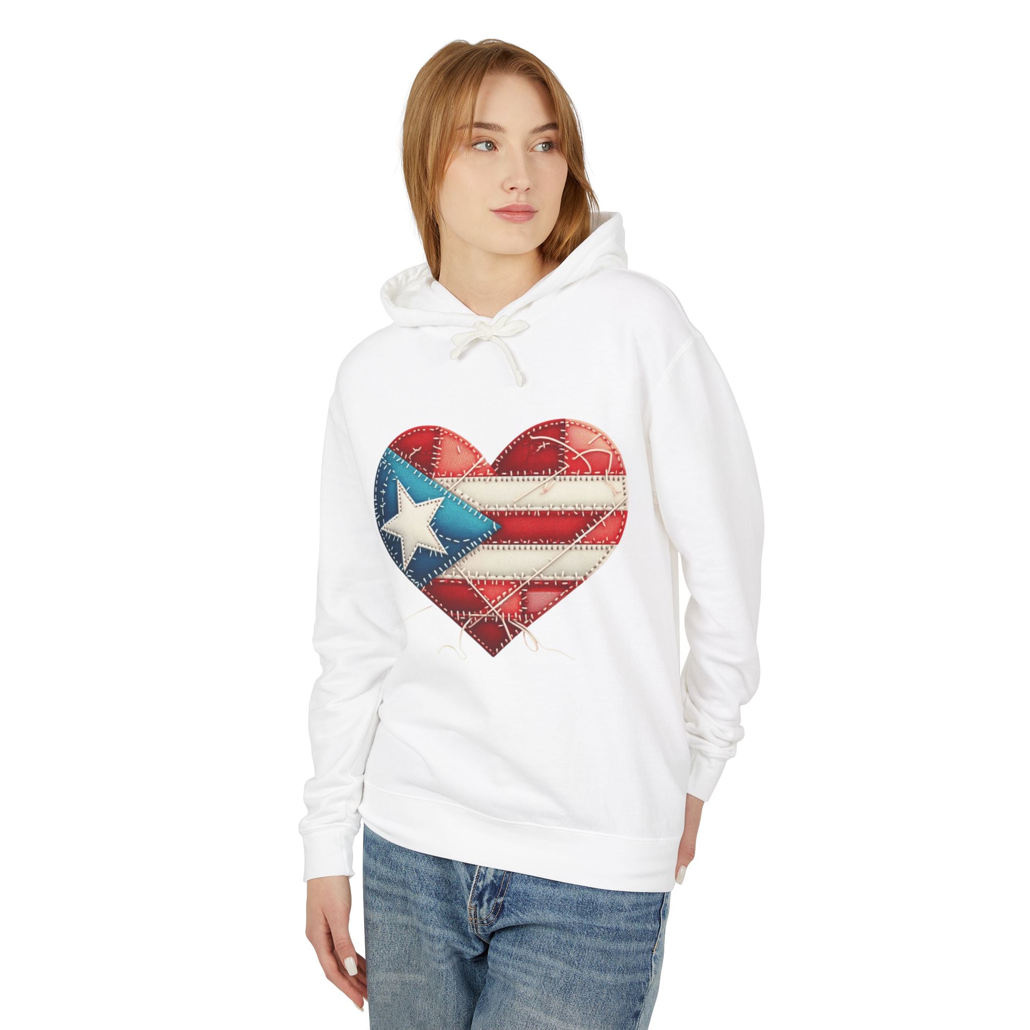 Puerto Rico Heart Flag Hoodie  "Jíbaro" Back Graphic