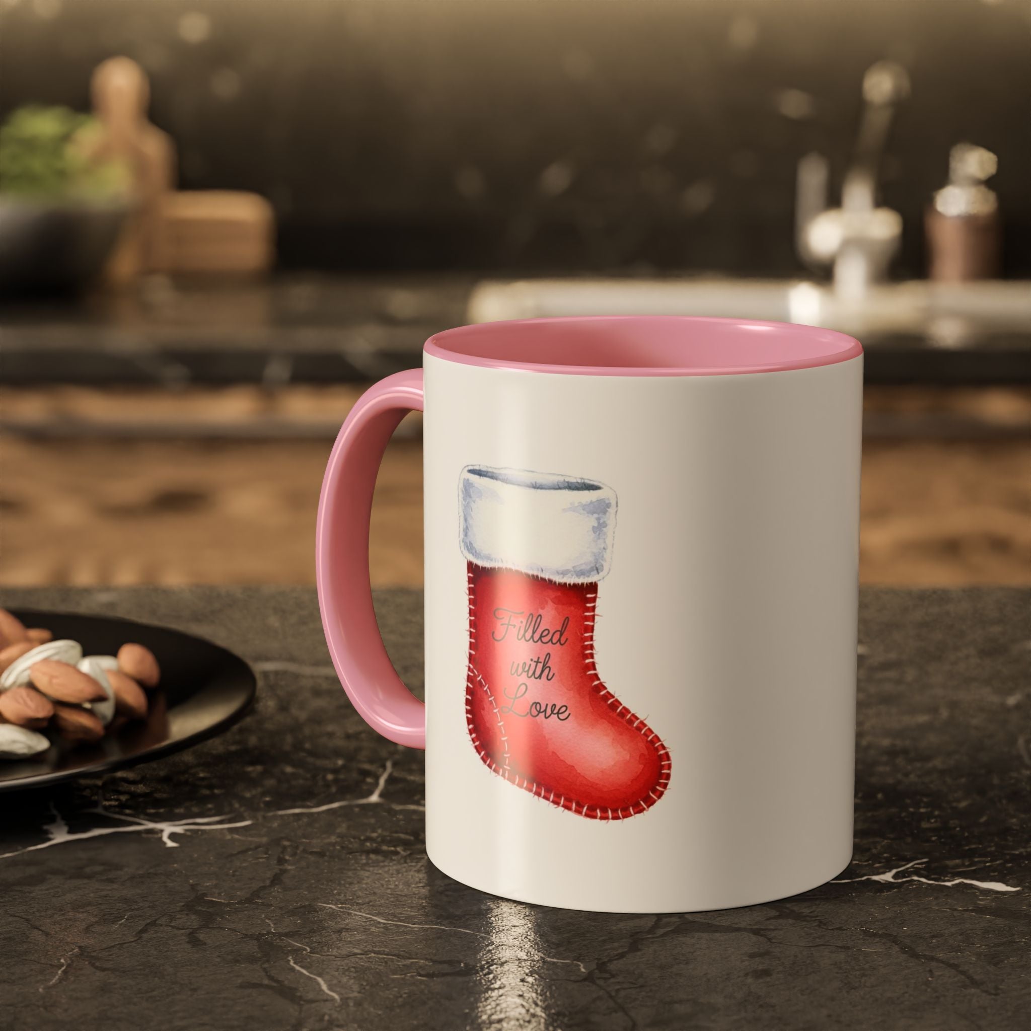 Holiday Mugs Christmas Gift Ideas Hot Cocoa & Coffee Cup Designs Filled with Love - Colorful 11oz & 15oz