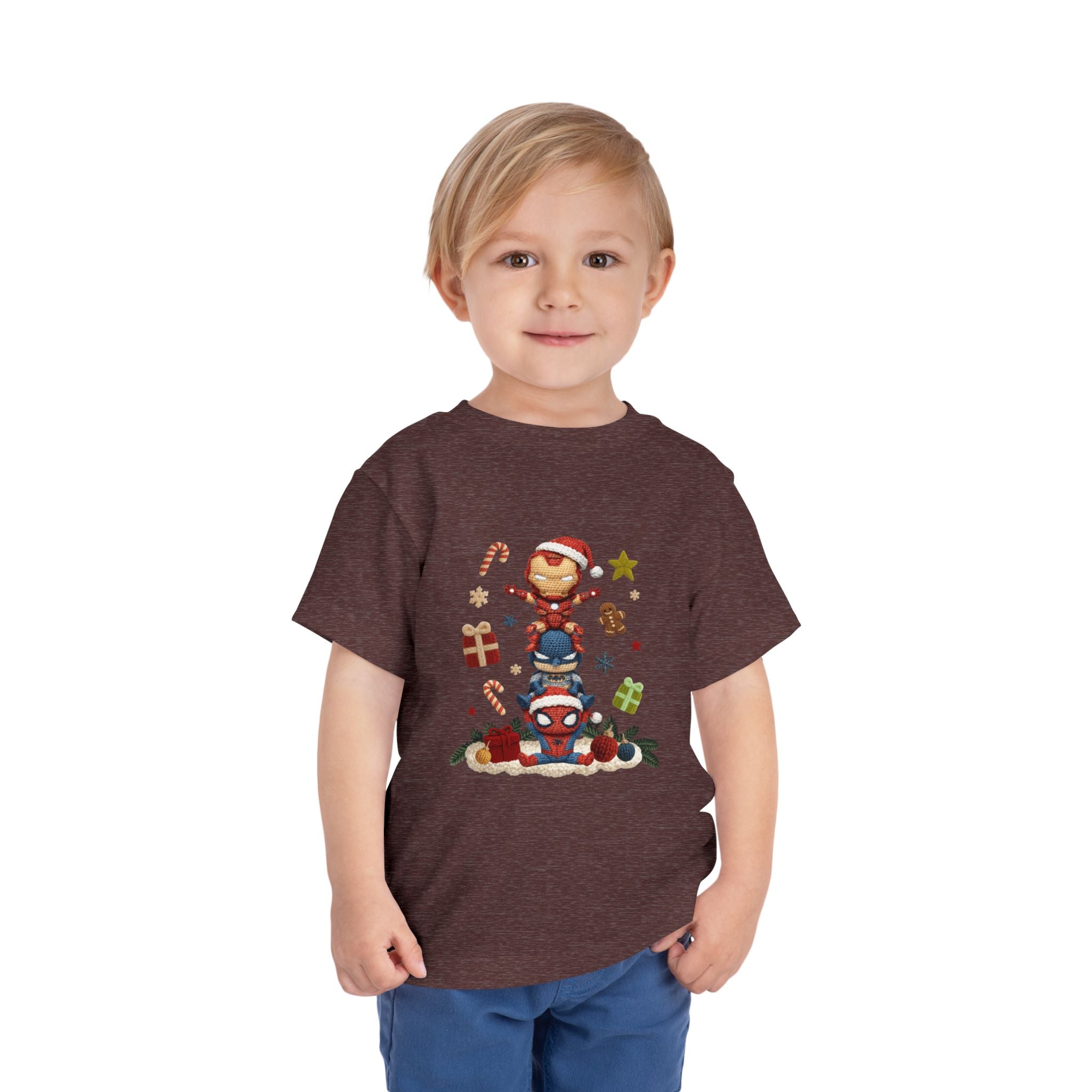 Toddler Tee  Cute Stacked Superhero Christmas Pile christmas kids collection