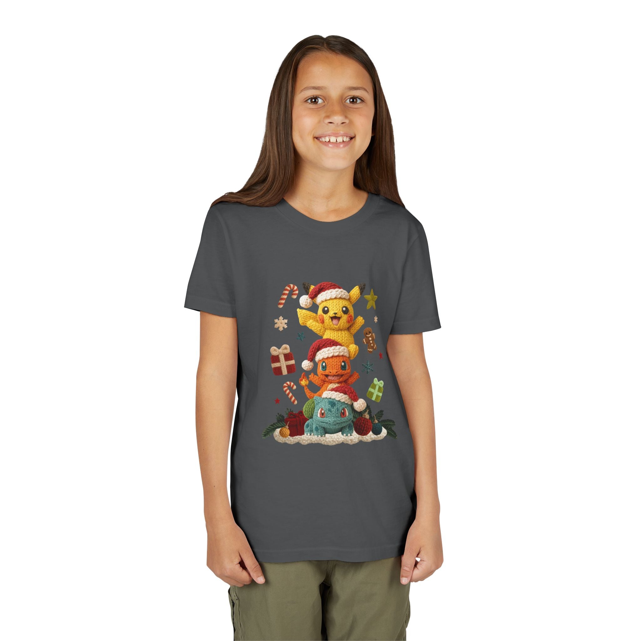 Kids Holiday Tee  Cute Stacked cartoon Characters Christmas Design