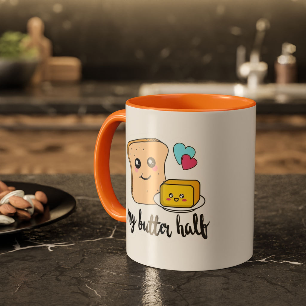 Motivational & Funny Quote Mugs Uplifting Coffee Cup Gifts Cute Foodie Relationship Mug My Butter Half Design, Colorful 11oz & 15oz