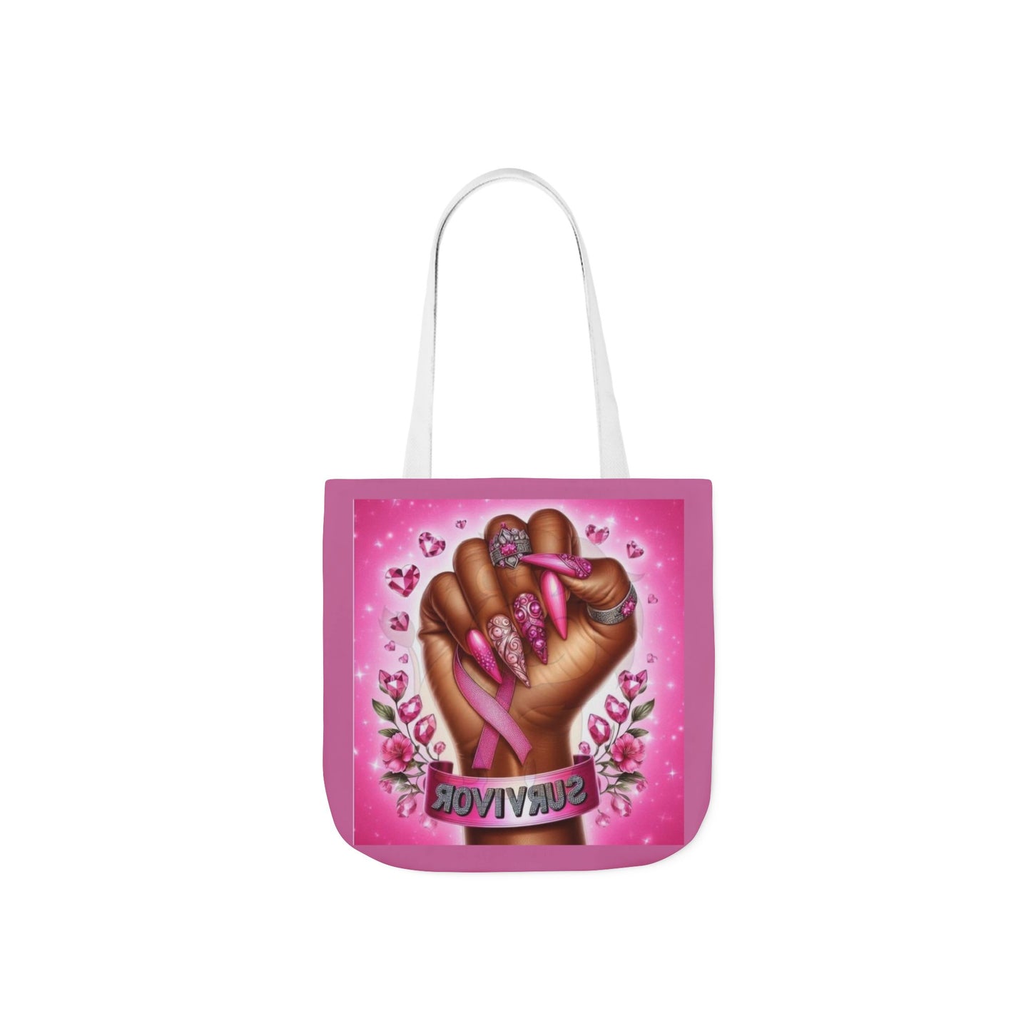 Breast Cancer Survivor Tote Bag  Pink Ribbon Empowerment Canvas Tote