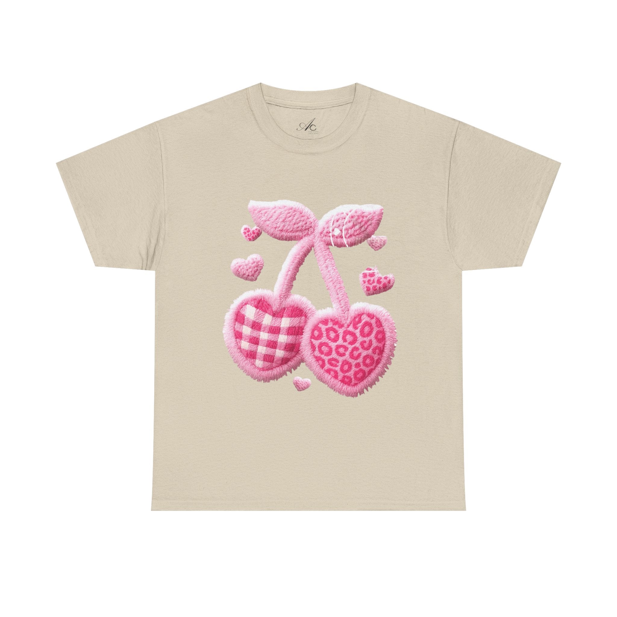 Pink Heart Cherries Tee  LOVE Graphic Valentine T-Shirt