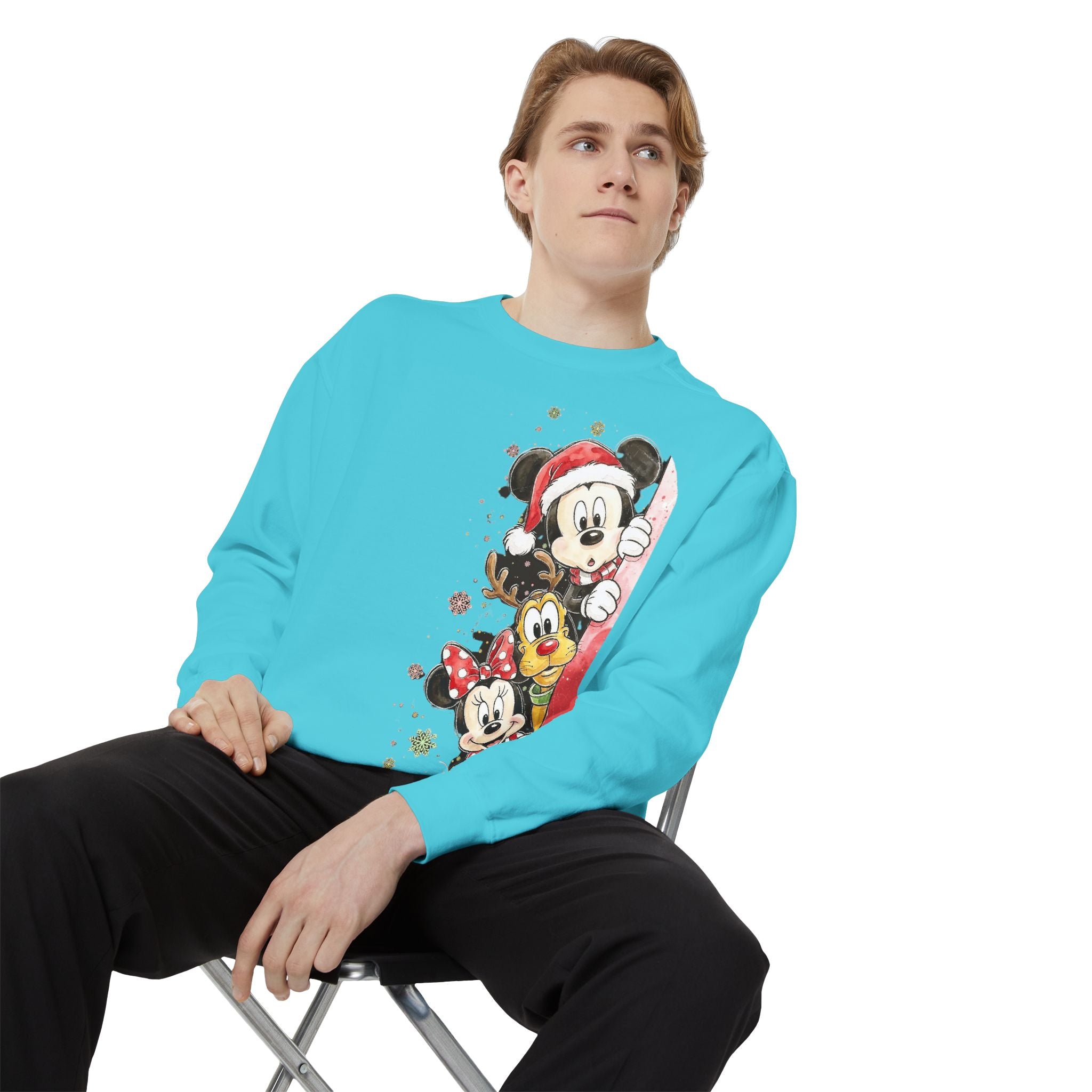 Christmas Disney Characters Sweatshirt  Mickey, Minnie & Pluto Holiday Crew Cartoon Christmas T-shirts and Sweaters