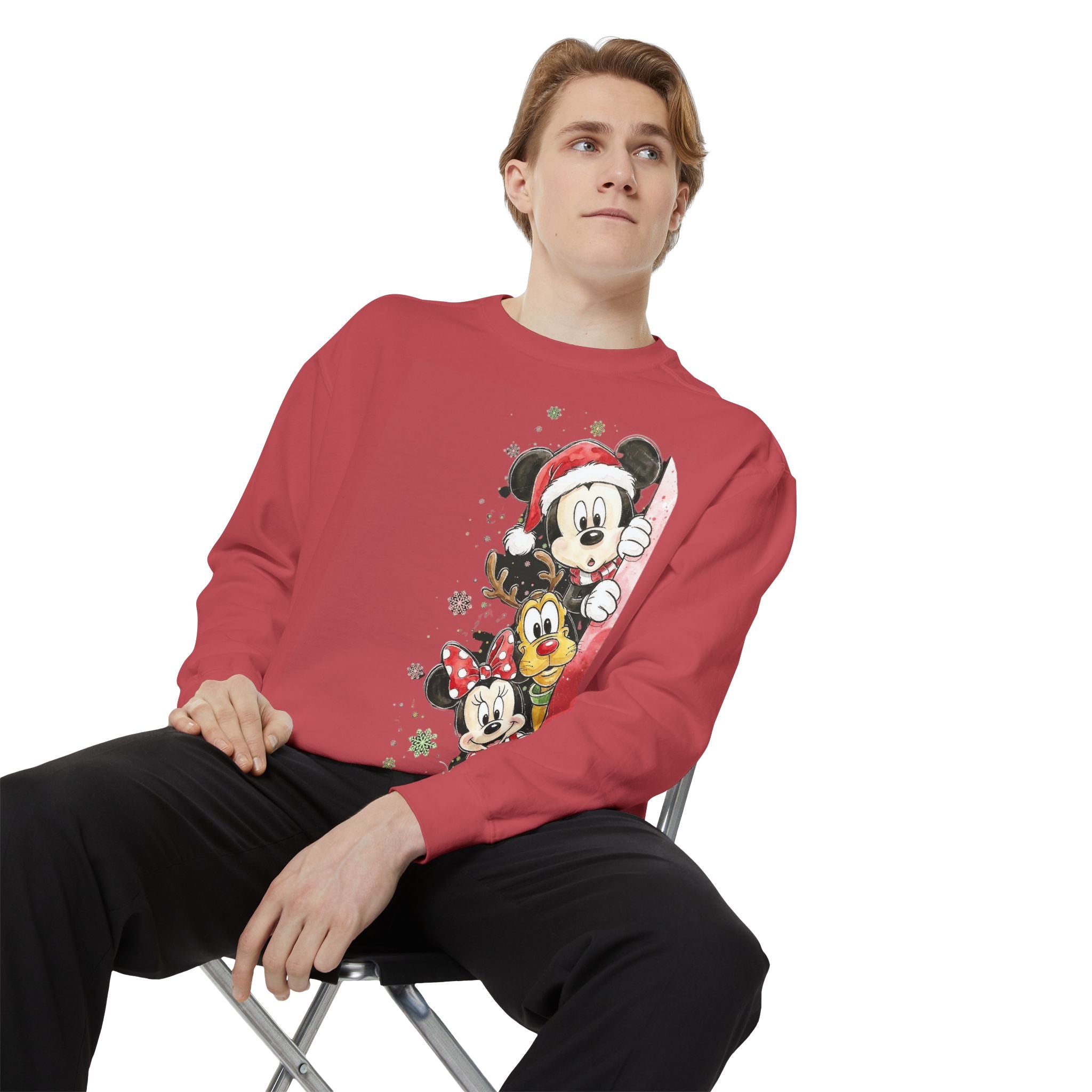 Christmas Disney Characters Sweatshirt  Mickey, Minnie & Pluto Holiday Crew Cartoon Christmas T-shirts and Sweaters