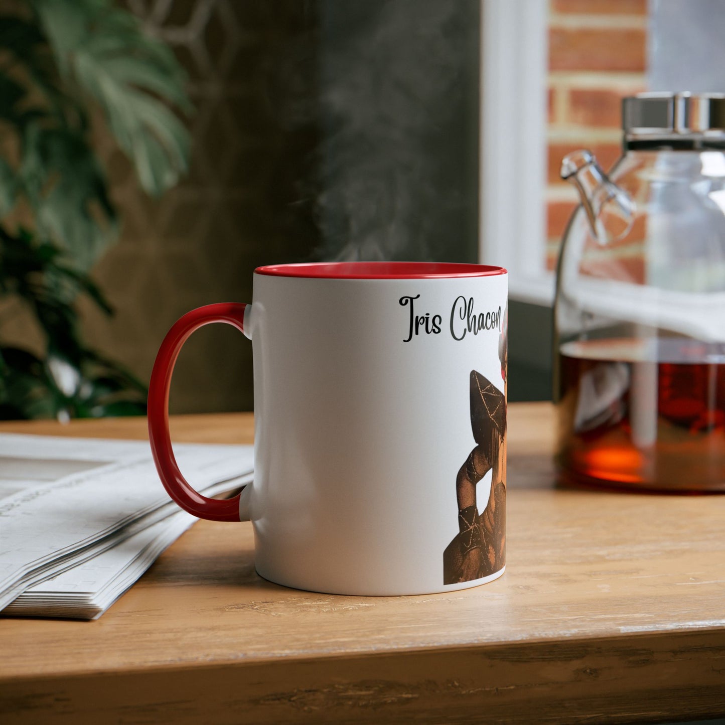The onli one Iris Chacon Unique Two-Tone Coffee Mug - Iris Chacon Inspired Art, Trendy Mug for Coffee Lovers, Gift for Her, Retro Style,