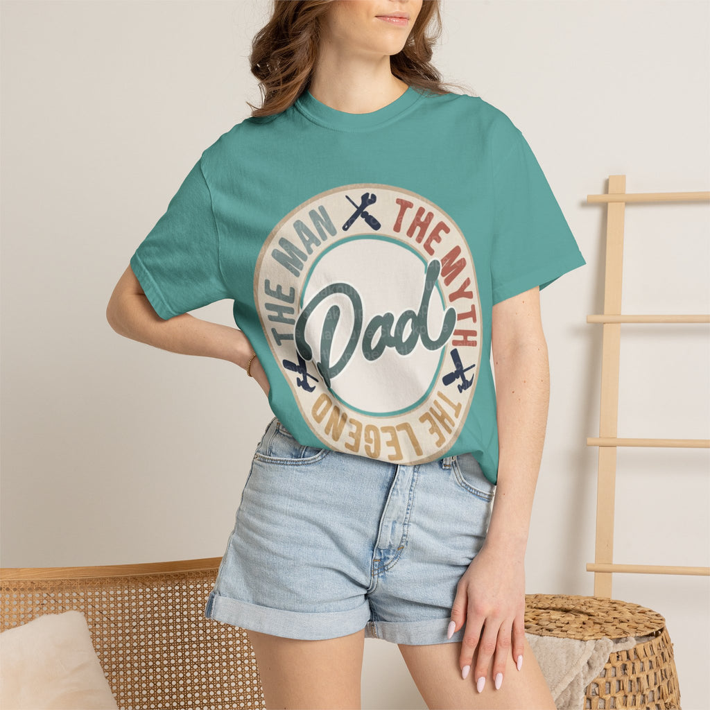 Dad Retro Badge T-Shirt — “Dad: The Man, The Myth, The Legend” Father’s Day Tee