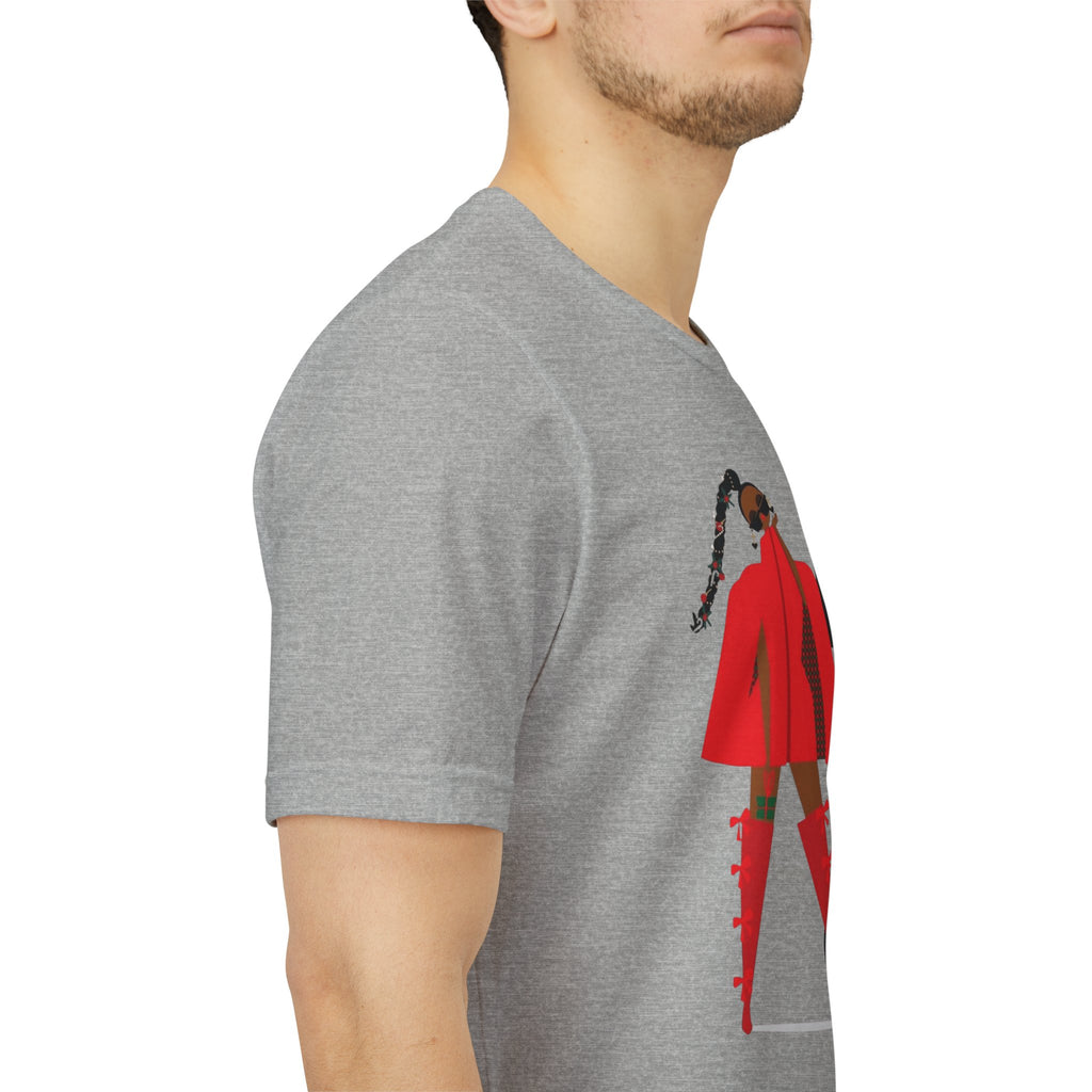 December Fashion Tee  Red Coat Model Graphic Shirt