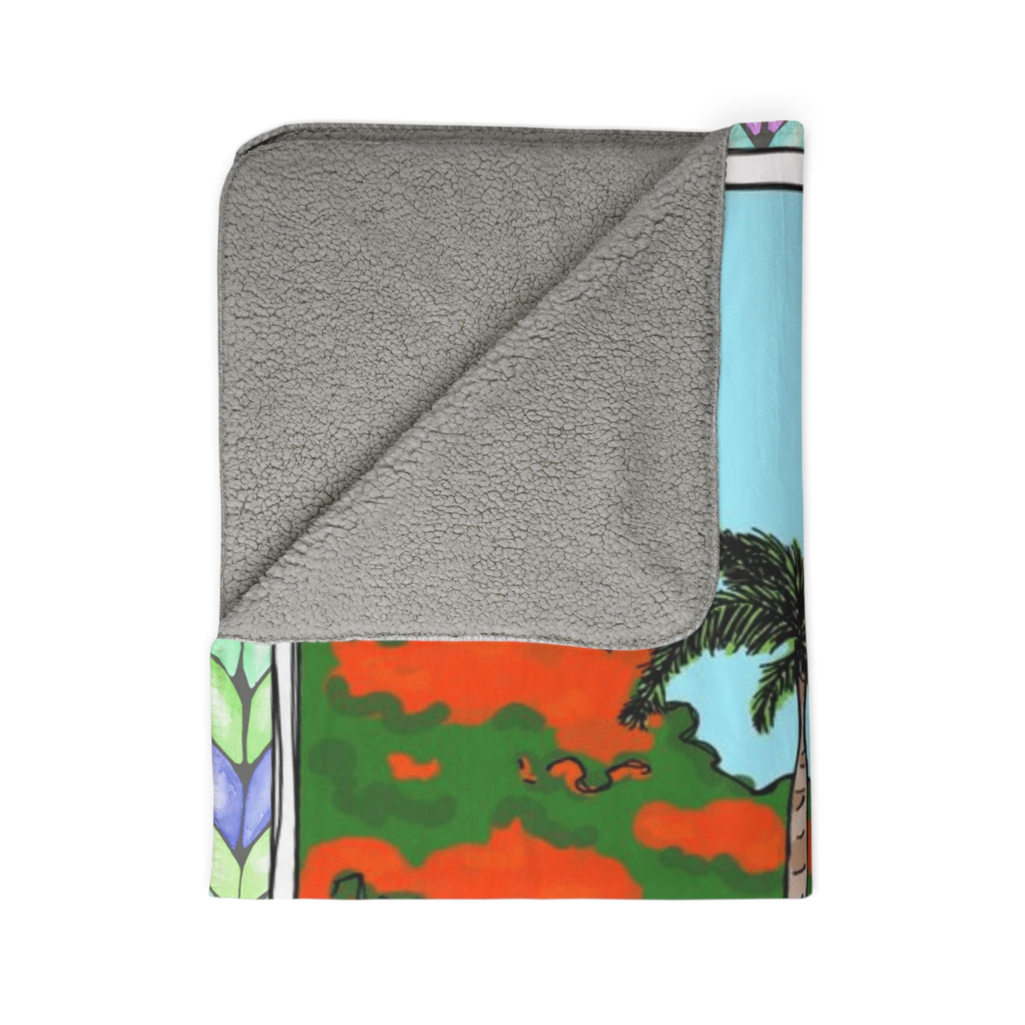 Isla del Encanto Navidad Throw Tropical Cottage Sherpa Blanket  Puerto Rico Coquí Vibes Fleece Throw