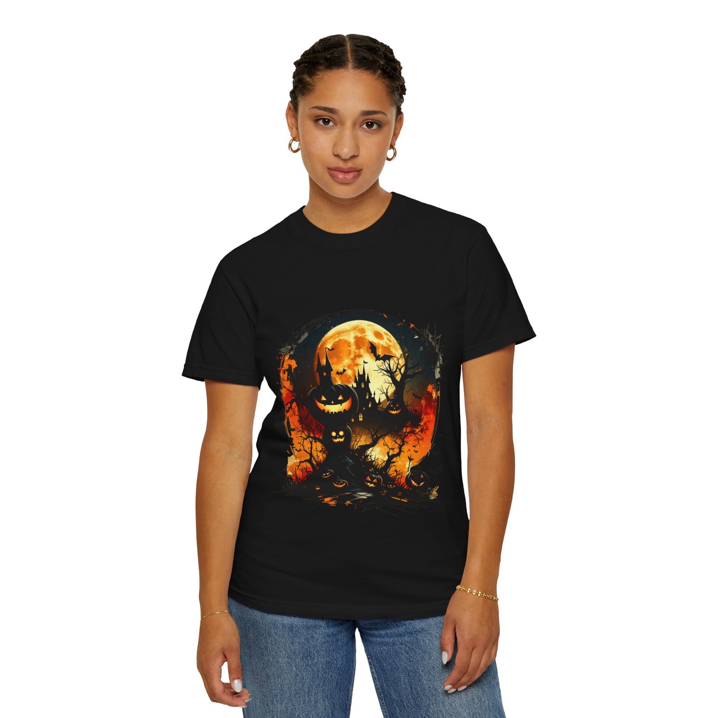 Halloween Moon Graphic T-shirt, Unisex Spooky Shirt, Fall Outfit, October Fest Tee, Halloween Party Wear, Trick or Treat T-shirt