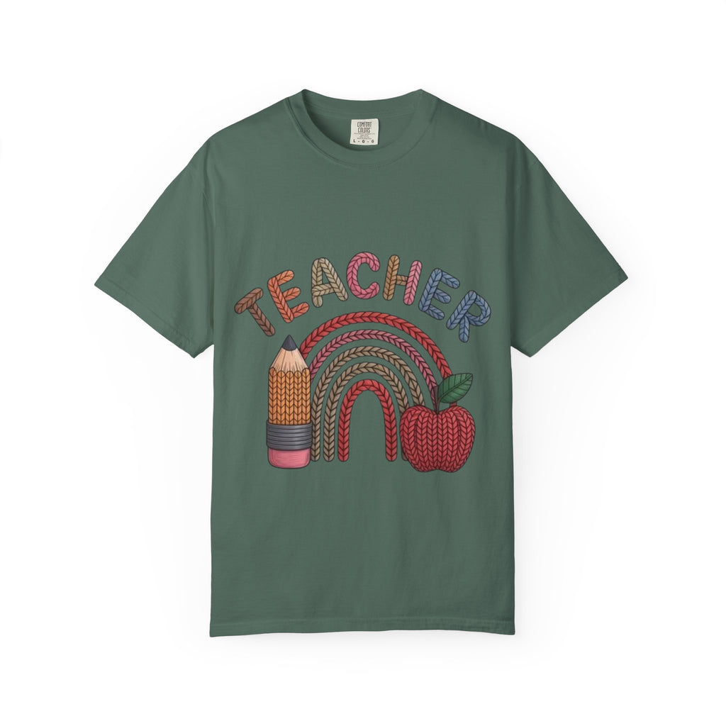 Teacher Rainbow Pencil & Apple T-Shirt — Back-to-School Gift for Educators