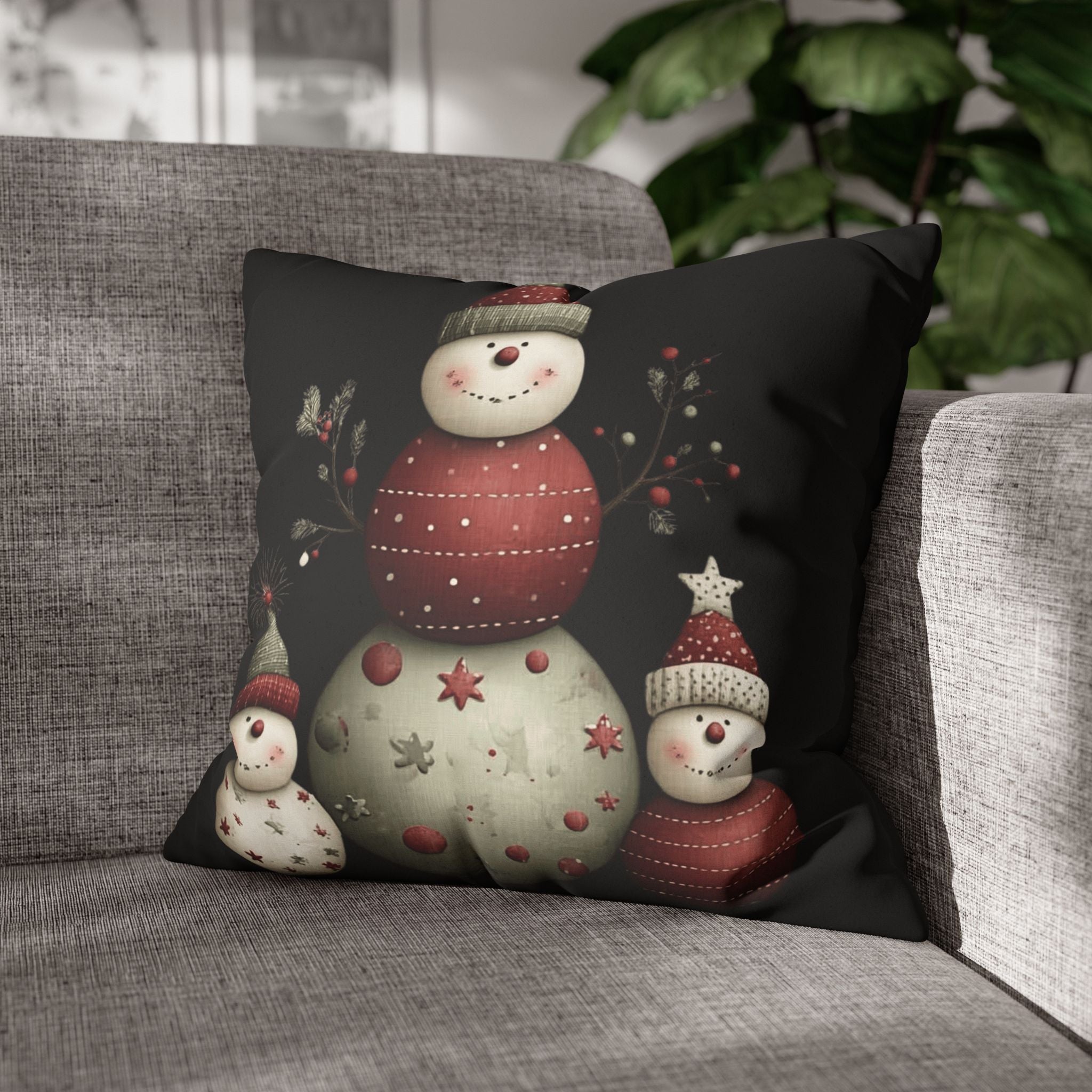 Christmas Snowman Pillowcase — Faux Suede Holiday Throw Pillow Cover CHRISTMAS PILLOW DÉCOR