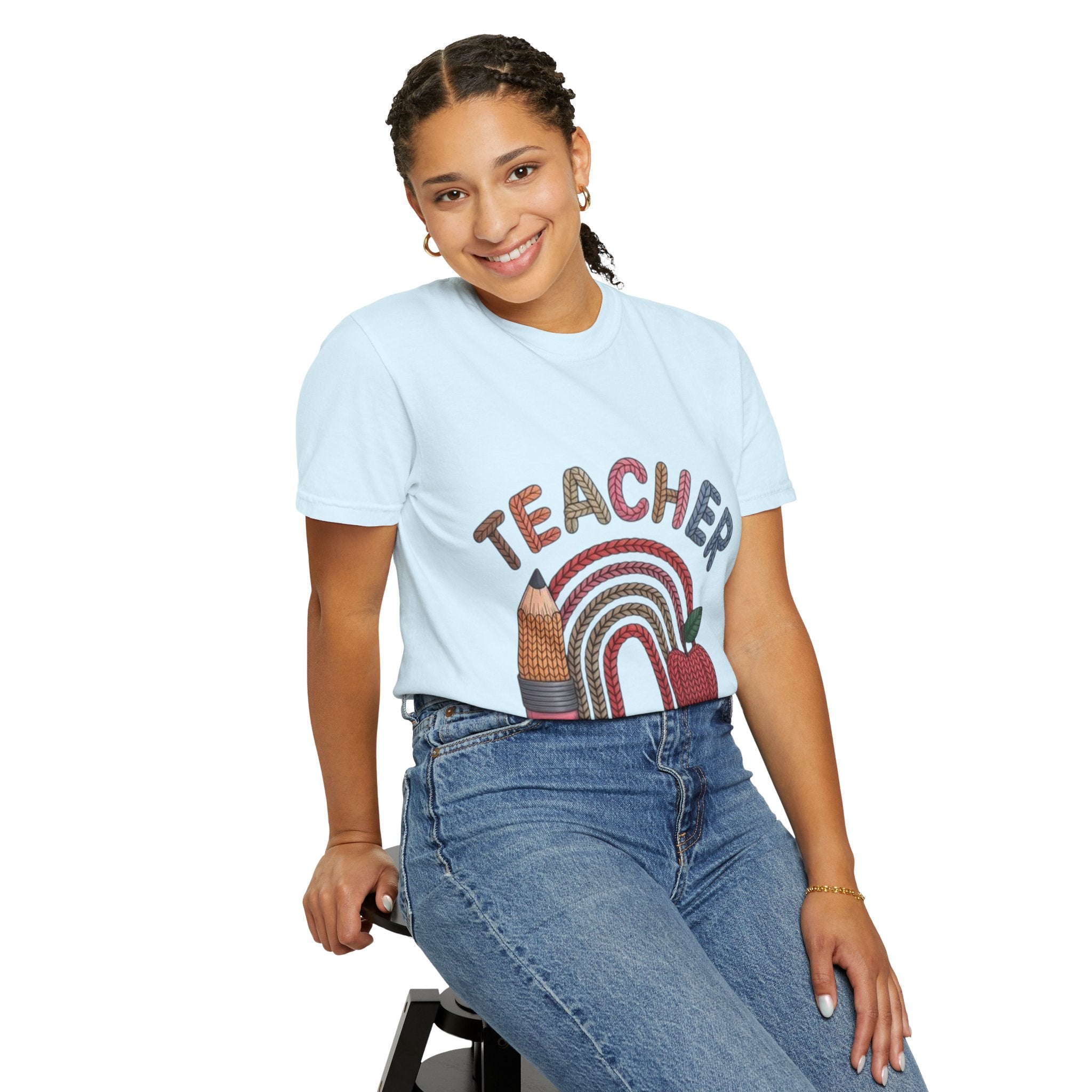 Teacher Rainbow Pencil & Apple T-Shirt — Back-to-School Gift for Educators