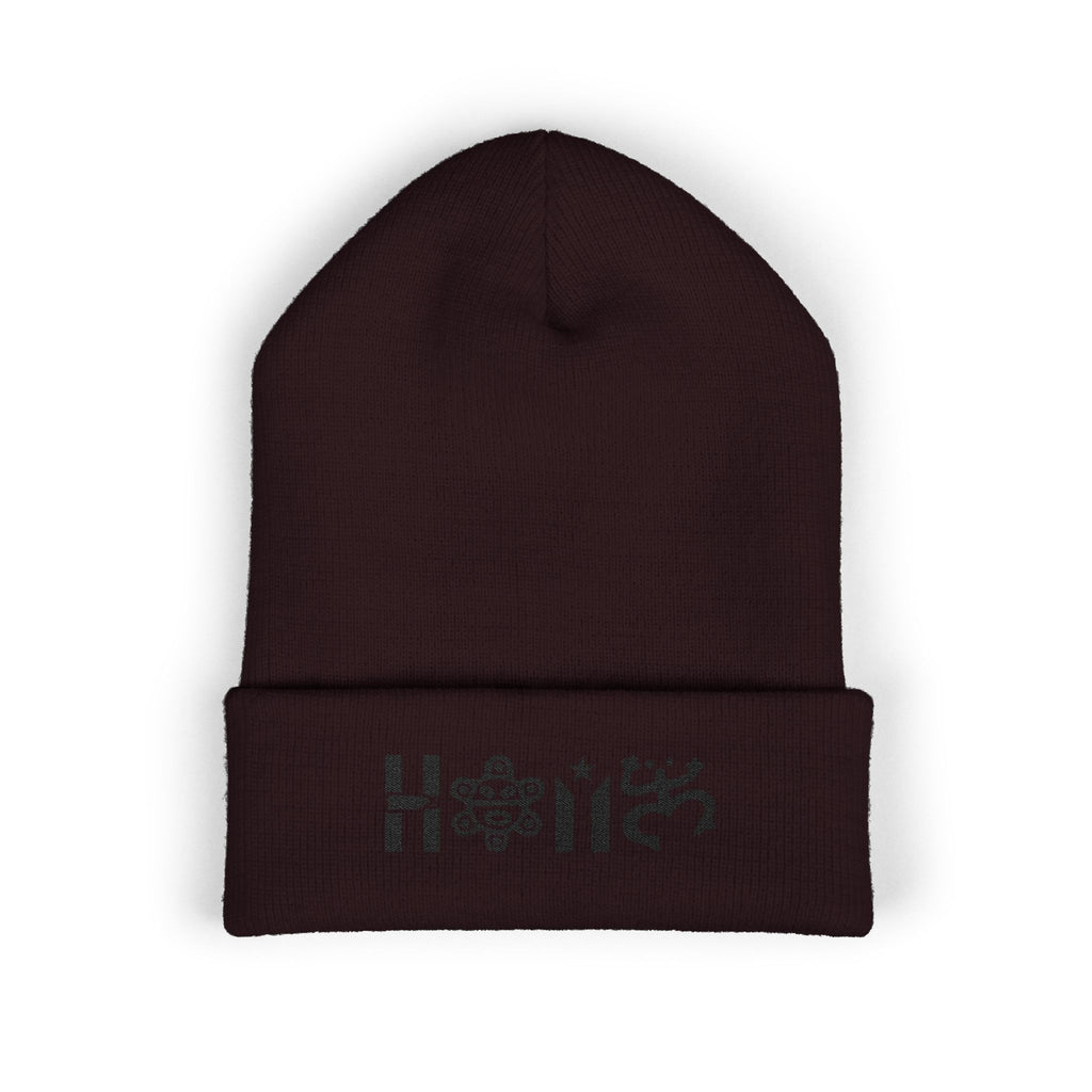 Embroidered 'Holi' Symbol Knit Hat Puerto Rico Beanie Hat – Boricua Pride Cuffed Winter Hat