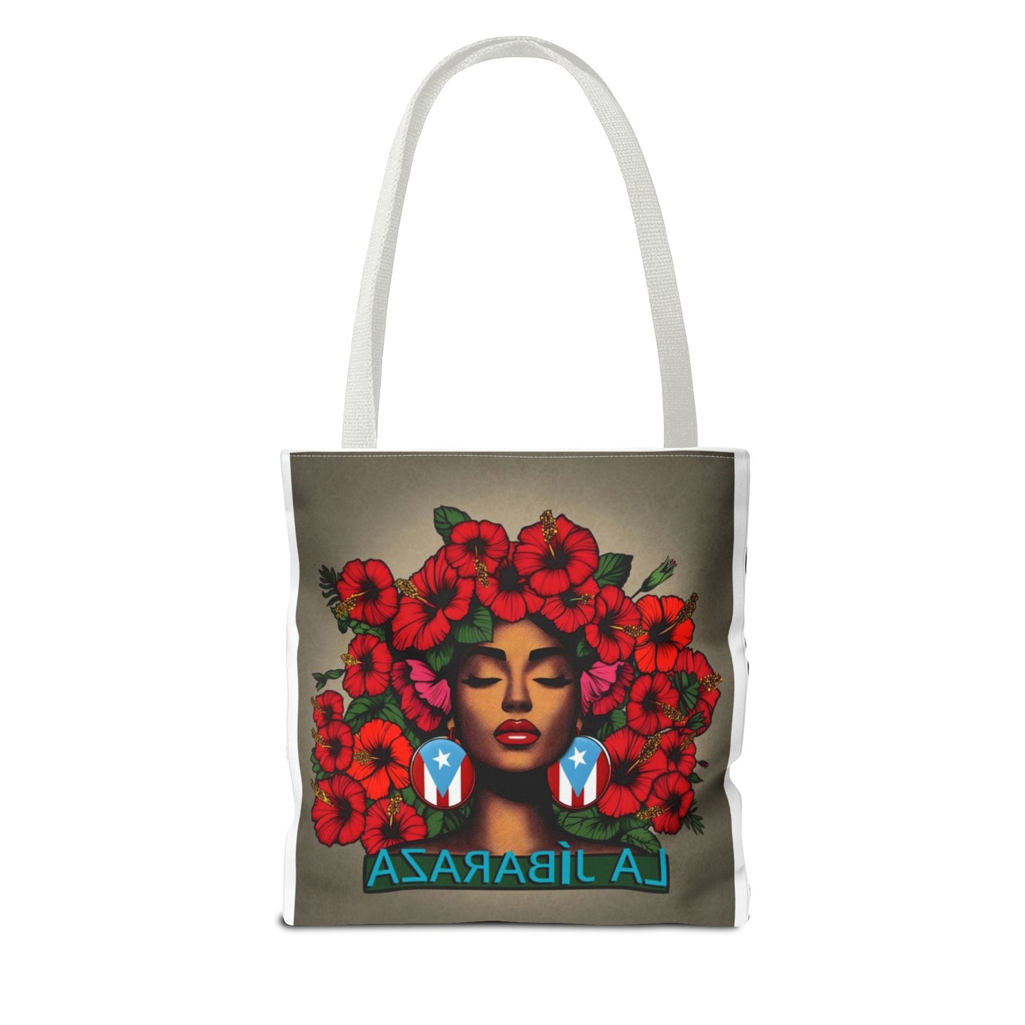 La Jíbara Tote Bag — Puerto Rican Floral Portrait Canvas Tote Puerto Rico Christmas Tote