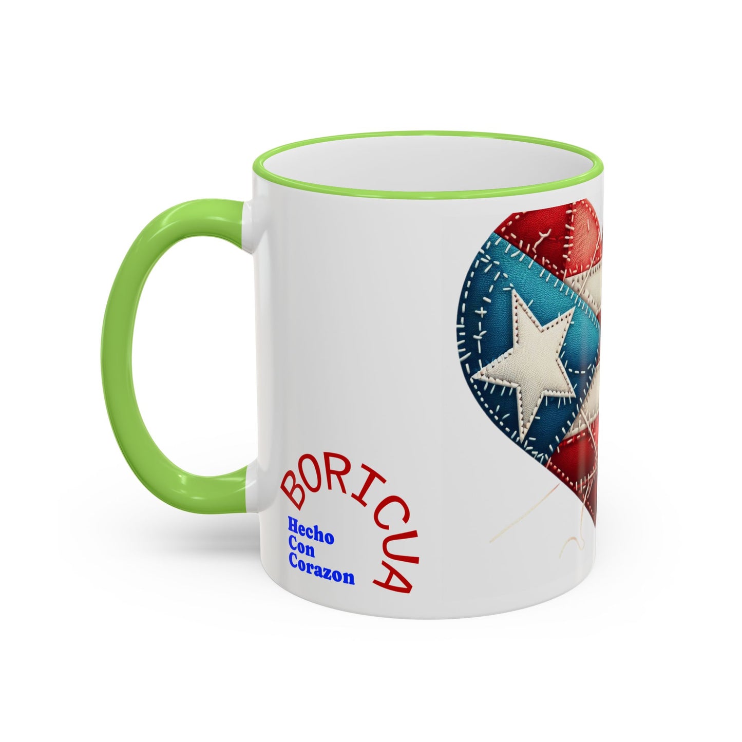 Puerto Rico Flag Heart Accent Rim Mug — Patriotic Coffee Cup (11oz/15oz)