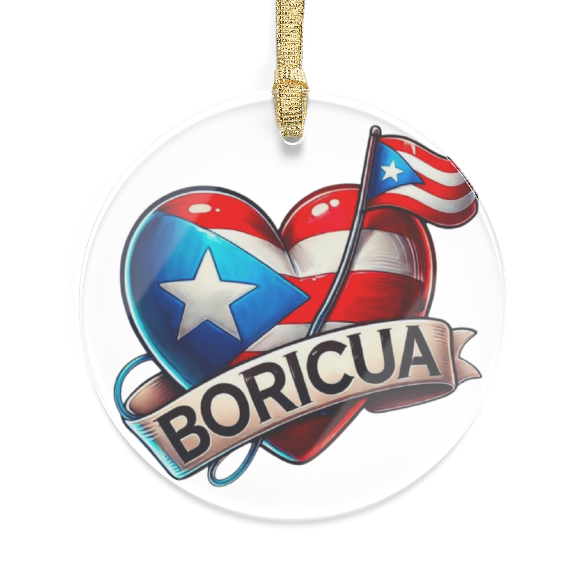 Boricua Pride Acrylic Ornaments - Puerto Rican Heart Decor