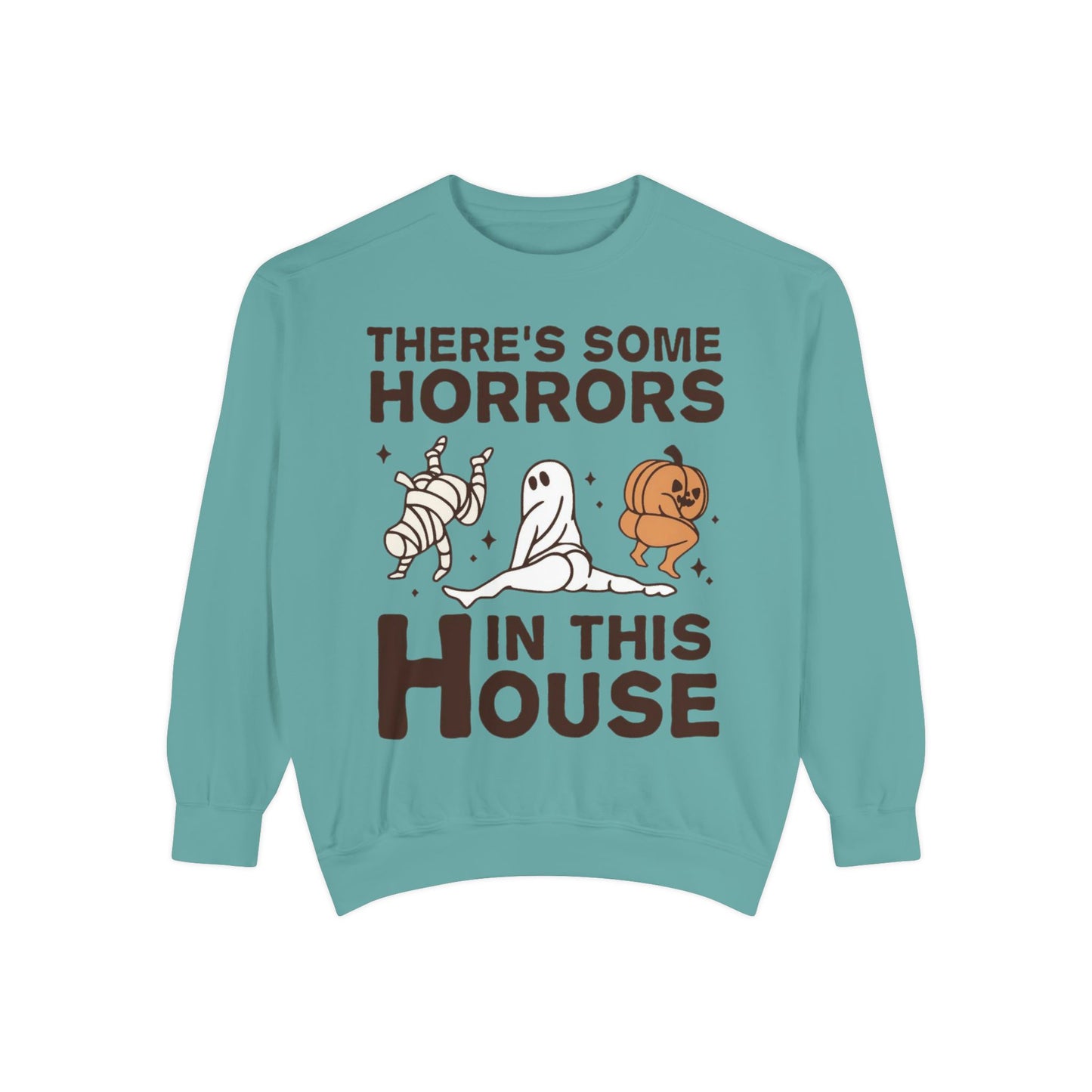 Halloween Themed Unisex Sweatshirt - Fun Ghosts & Mummy Design for Fall, Cozy Casual Wear, Halloween Party, Gift for Friends, Autumn Vibes