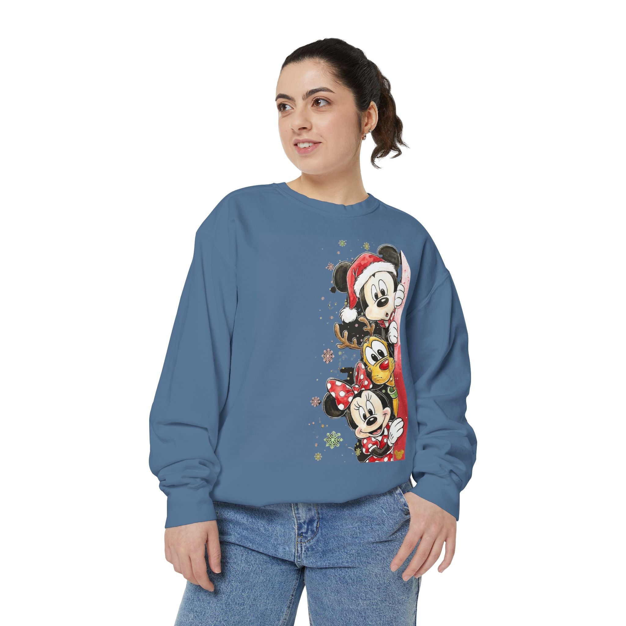 Christmas Disney Characters Sweatshirt  Mickey, Minnie & Pluto Holiday Crew Cartoon Christmas T-shirts and Sweaters
