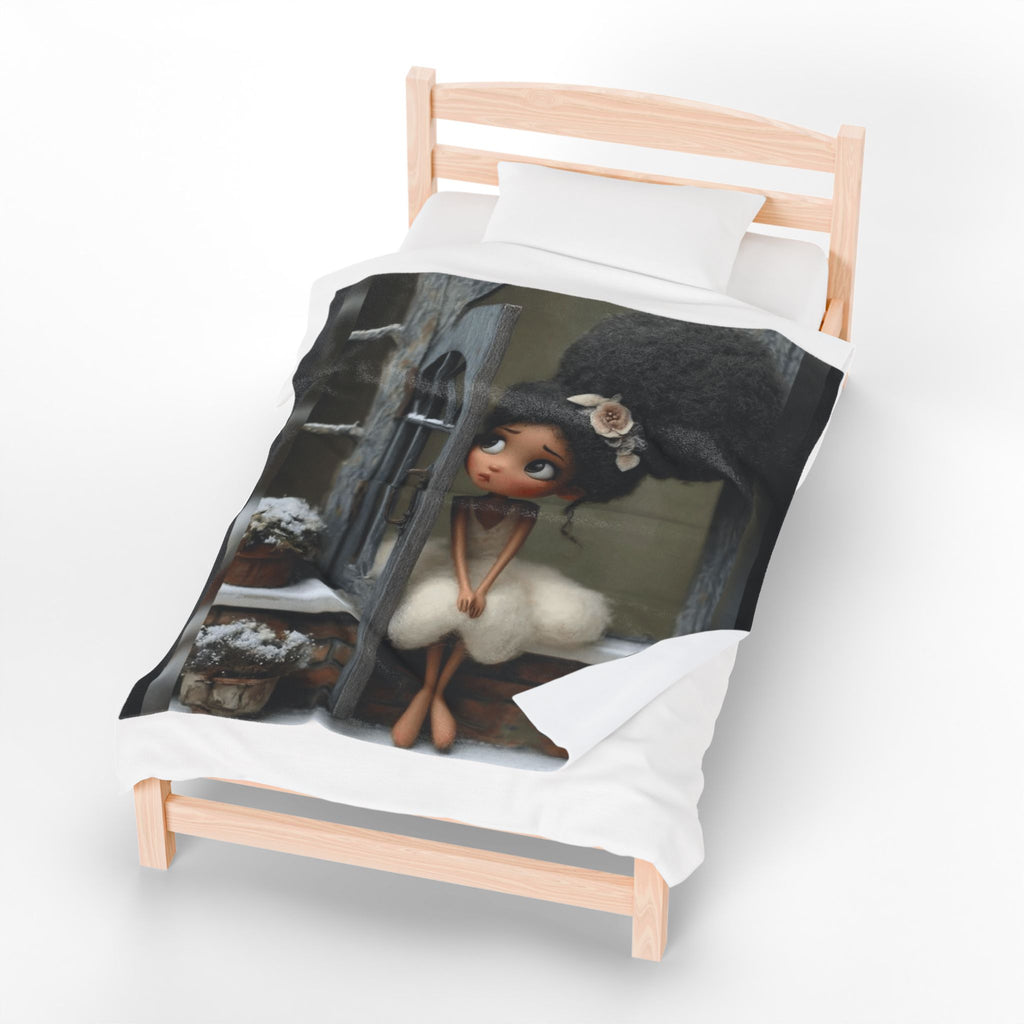 Cute Cozy Plush Blanket — Whimsical Ballerina Girl Velveteen Throw