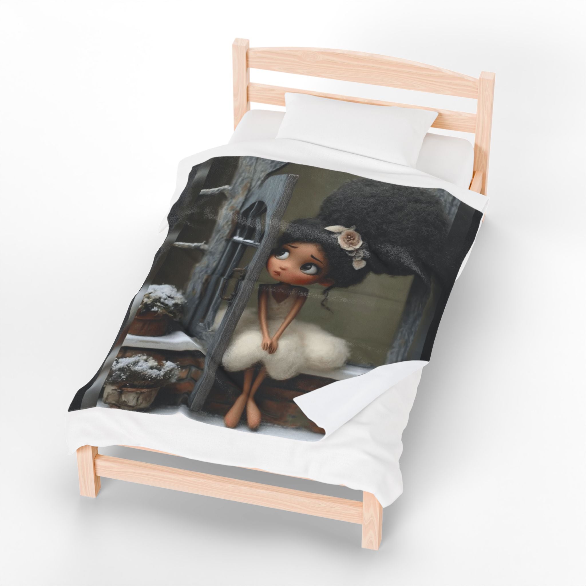 Cute Cozy Plush Blanket — Whimsical Ballerina Girl Velveteen Throw