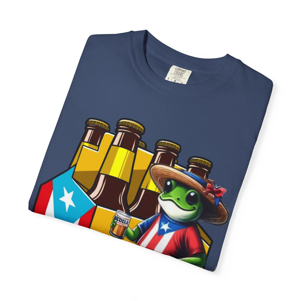 Medalla Light Puerto Rican Beer T-Shirt Coqui Frog Mascot Six-Pack Graphic Tee Puerto Rico’s Navidades