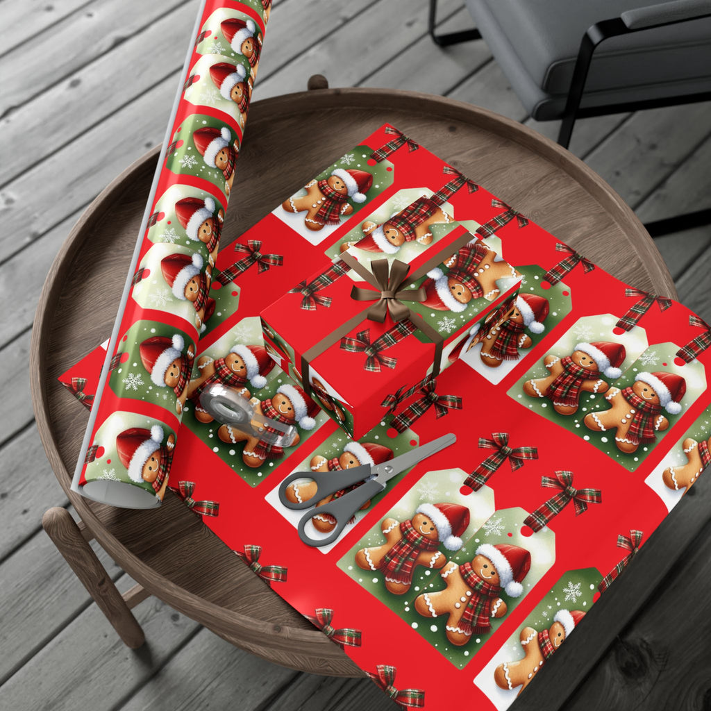 Christmas Gingerbread & Plaid Gift Wrap Paper – Holiday Present Wrapping Sheets
