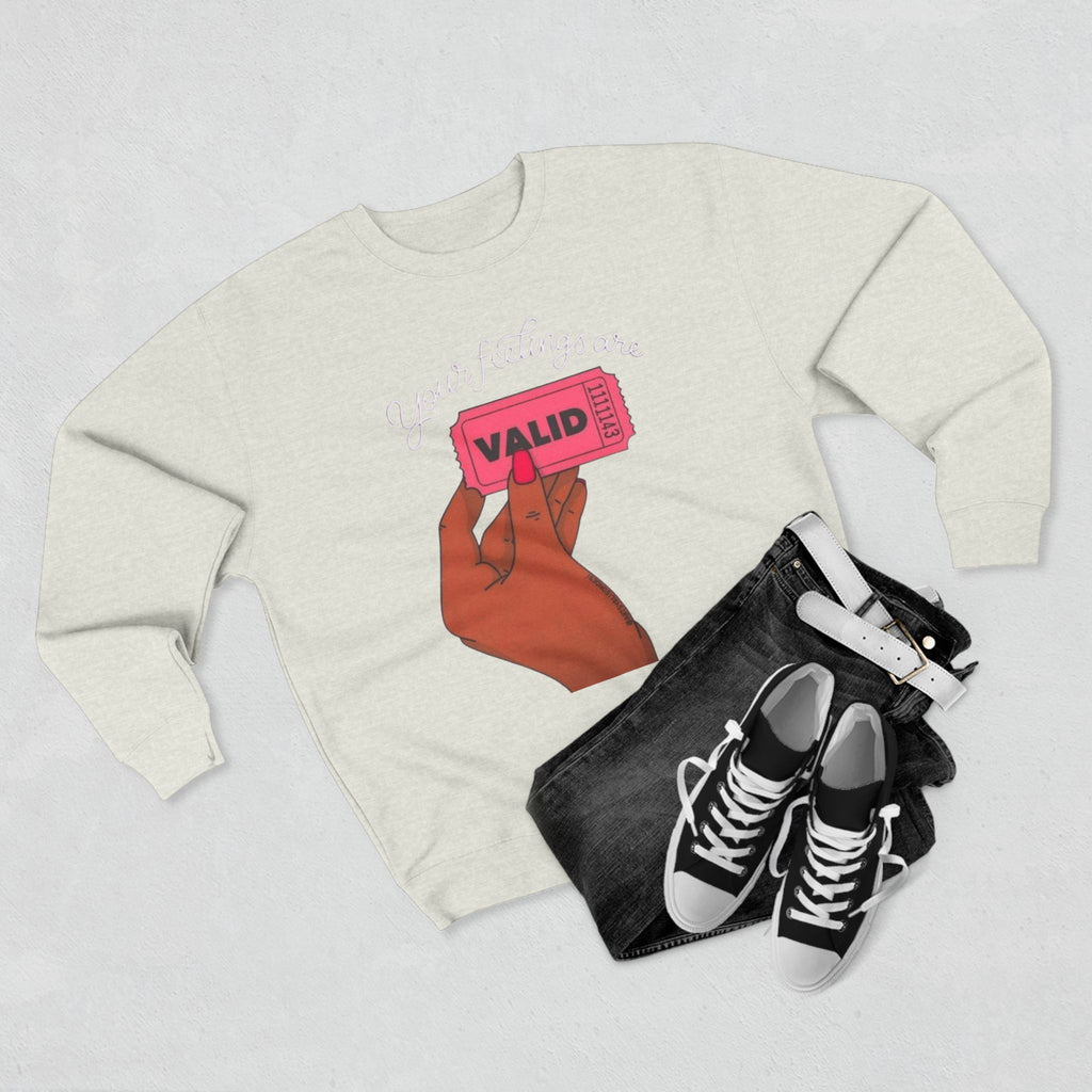 Valid Ticket Crewneck Sweatshirt  Empowerment Graphic Pullover Valentine’s Day sweaters