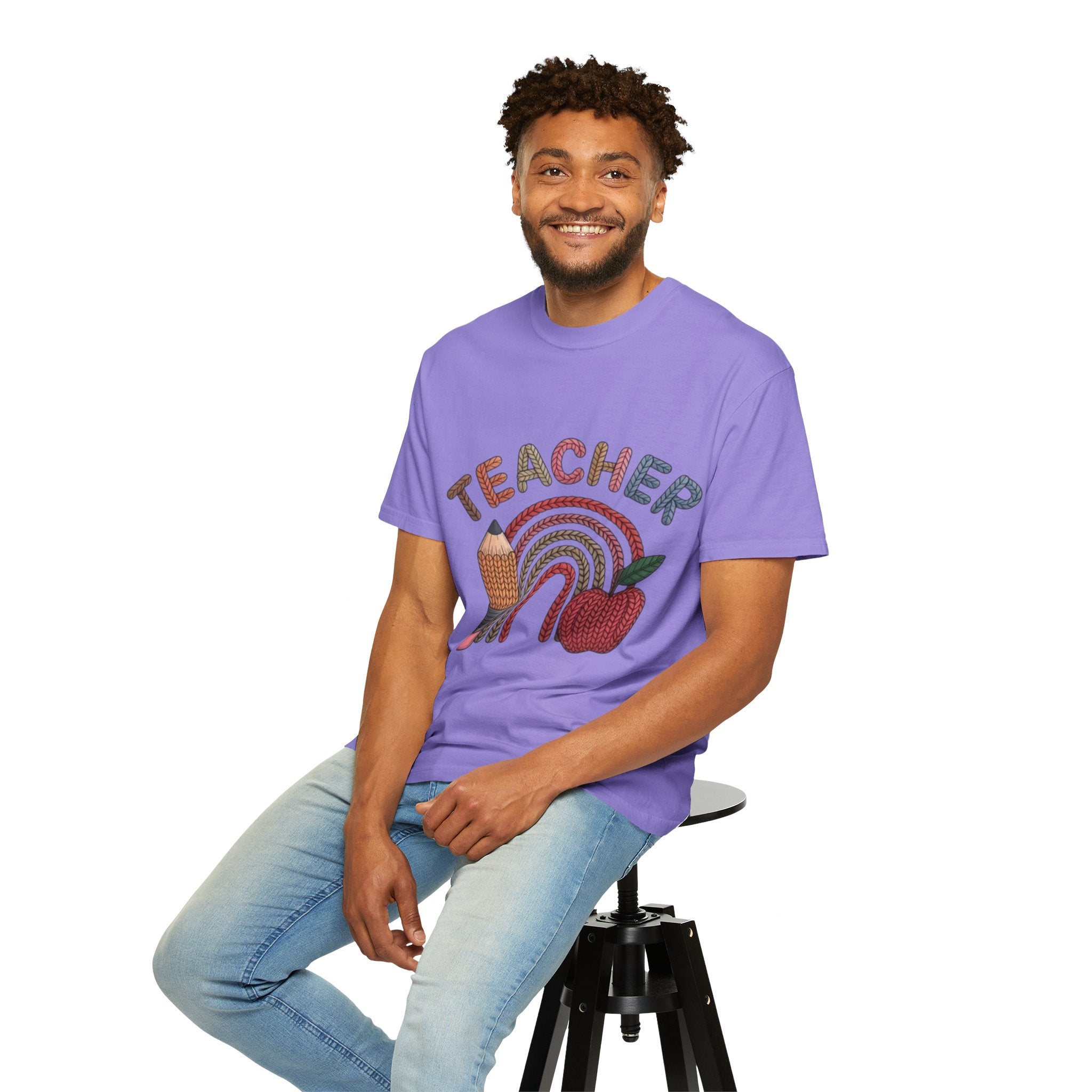 Teacher Rainbow Pencil & Apple T-Shirt — Back-to-School Gift for Educators