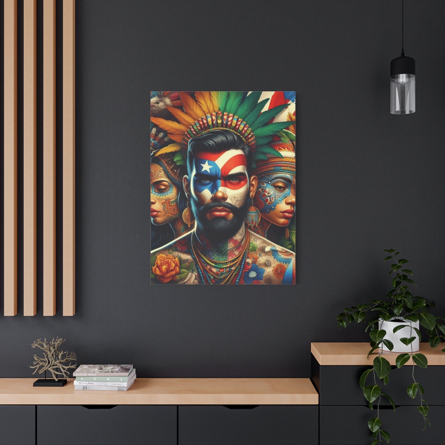 La Isla del Encanto Taíno Symbol Design Vibrant Cultural Art Canvas Print, Wall Decor, Home Decoration, Unique Artwork, Bohemian Style, Gift for Art Lovers