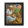 Cultural & Story-Driven These Puerto Rico inspired  Framed Matte Canvas Print  Woman Shelling Fruit Vintage Tropical Painting