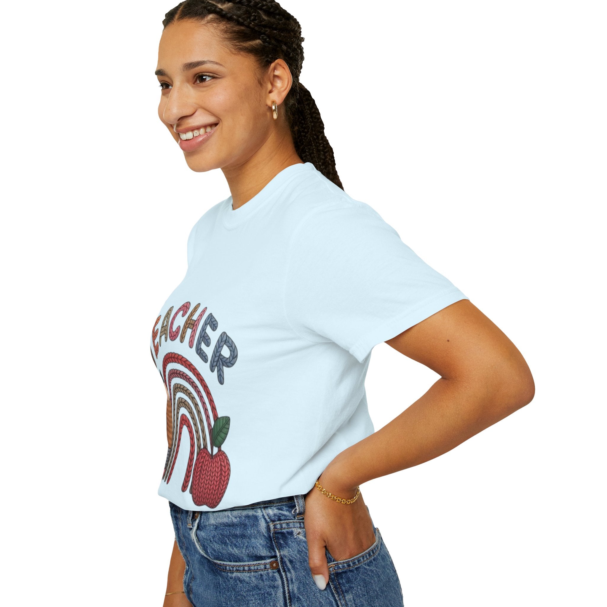 Teacher Rainbow Pencil & Apple T-Shirt — Back-to-School Gift for Educators