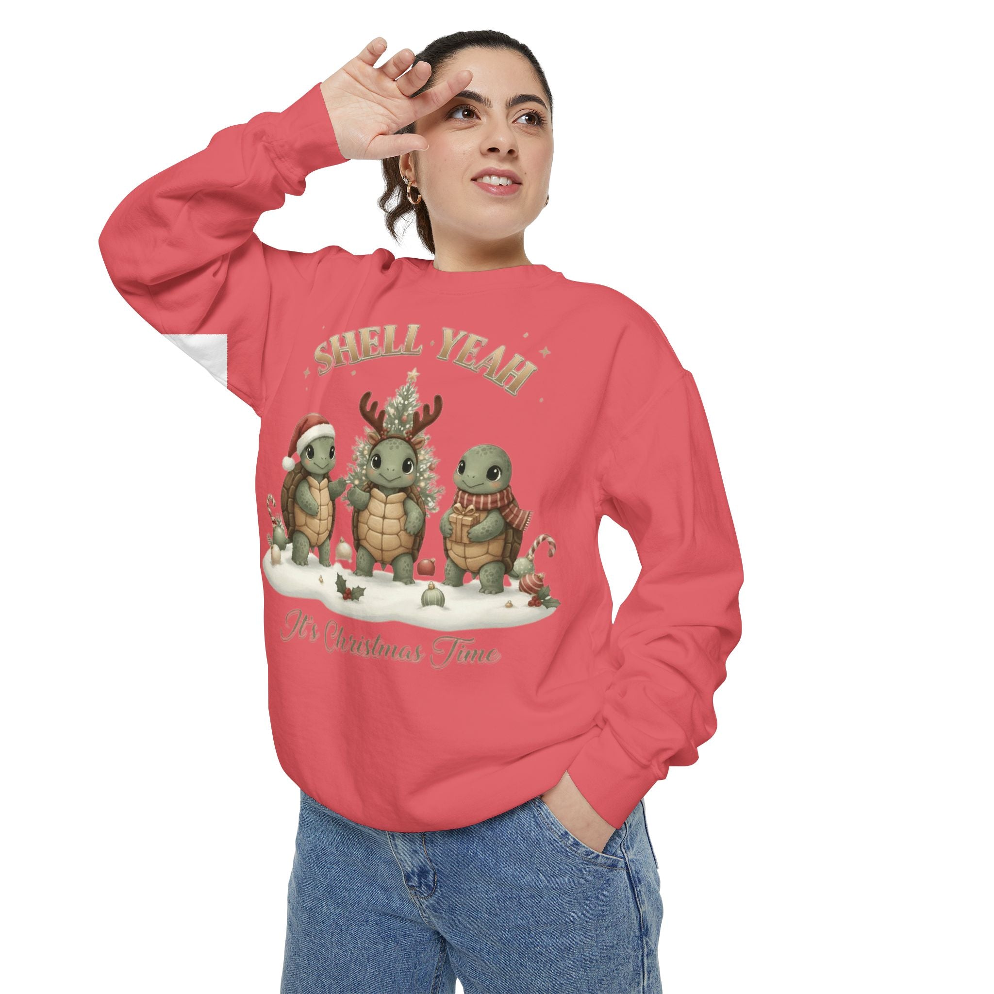Christmas Turtle Sweatshirt  "Shell Yeah, It’s Christmas Time" Holiday Pullover